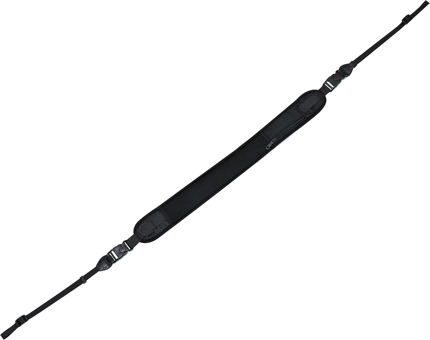 [La Tonsai] Camera Neck Strap, Elastic Air Cushion, Shoulder Strap, Shoulder Strap, Shoulder Pad, Quick Shooting, Tripod, Attachable, Removable, Buckle, Quick Release, Breakaway (BLACK), Black