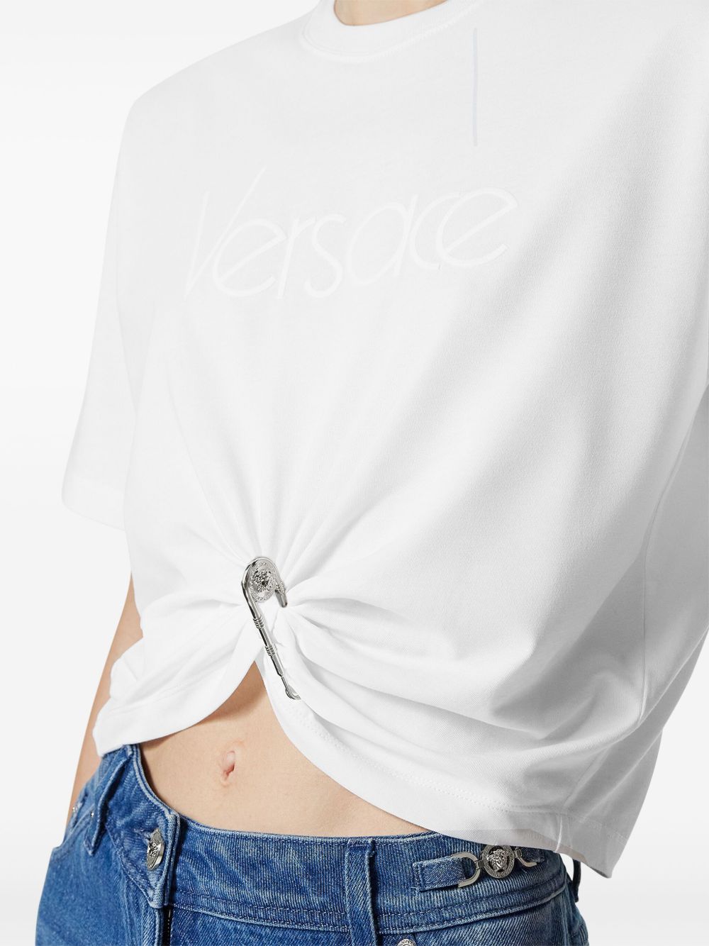 Versace ヴェルサーチロゴコットンTシャツ - Image 8