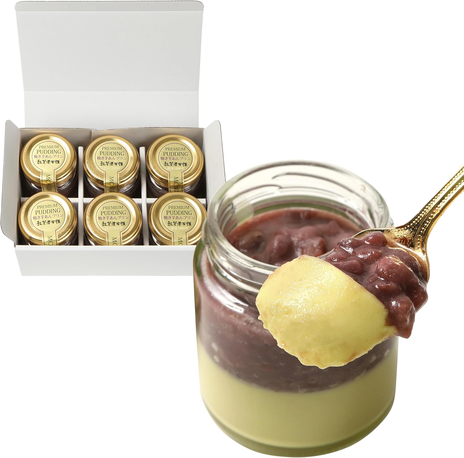 Japanese Style Premium Baked Sweet Potato Anmitsu Pudding (1 Box 6 Pieces) (100g×6 Pieces) [Specialty from the Established Anmitsu Shop] | High-Quality Anmitsu, Baked Sweet Potato, Gift Pudding