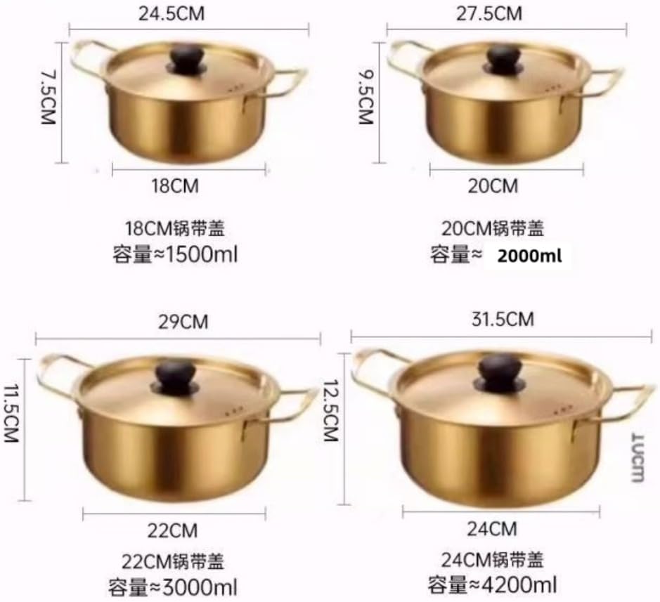 Korean Hot Pot, Ramen Pot, Single Person Instant Noodle Pot, Stainless Steel, Small, Two-Handed Pot, Lid Included, Heating Evenly, Fast Heat Conduction, Living Alone, For Home Use, Pasta Pot, Tabletop