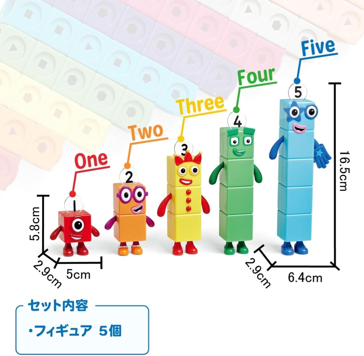 Numberblocks Friends One to Five Number Blocks Character Figure, Pack of 5, Authentic 95356