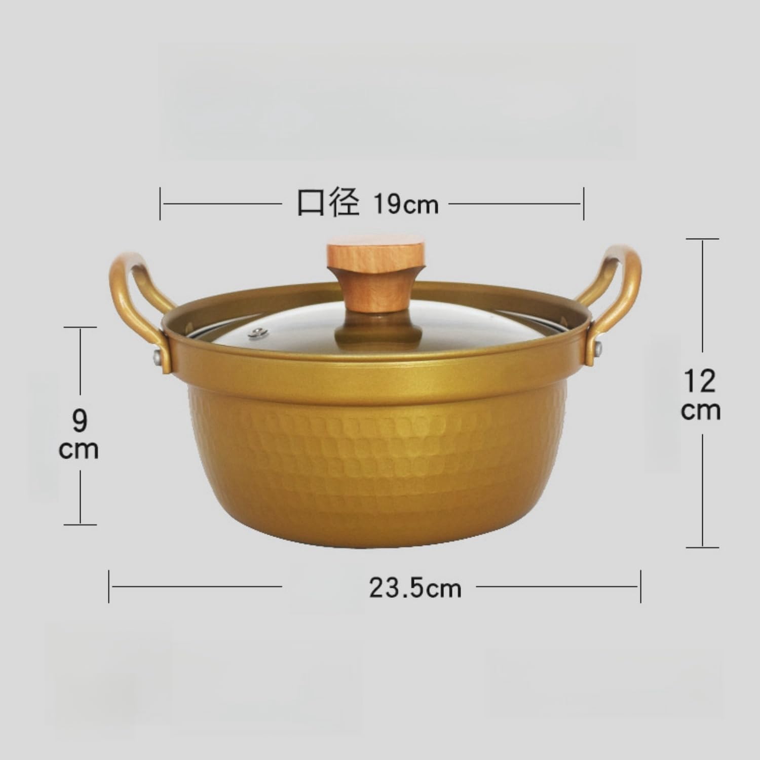 Kiwet Spill Proof Snow Flat Pot, Two-Handed Small Soup Pot, Hammered Pattern Sukiyaki Pot, Instant Ramen Pot, Small Soup Pot, Home Use, Commercial Nabe Udon Pot, Korean Ramen Pot, Kitchen Utensils,