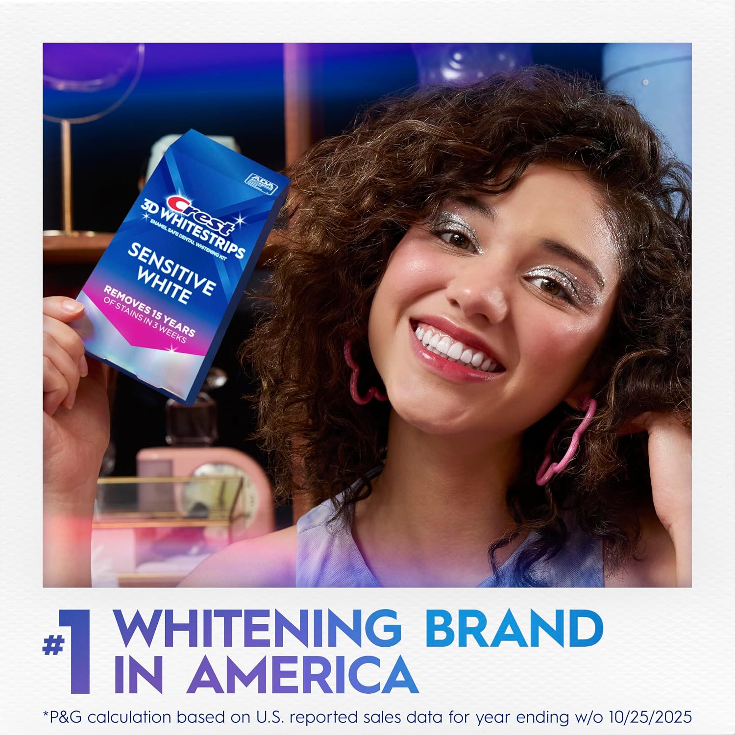 Kit de blanqueamiento dental Crest 3D Whitestrips Sensitive para uso en casa, 18 tratamientos, elimina suavemente manchas de hasta 15 años, Crest Whitestrips, Kit de blanqueamiento dental
