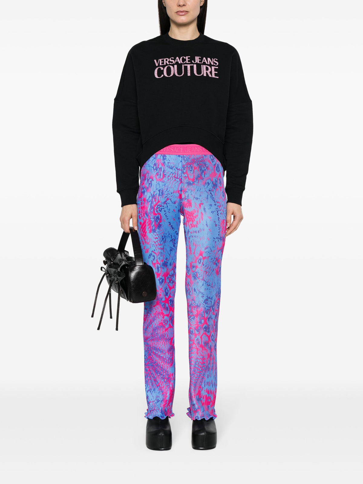 Versace ヴェルサーチジーンズクチュールロゴグミグリッタースウェットシャツ - Image 8