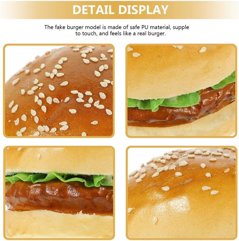 NOLITOY 2pcs Realistic Simulation Hamburger Model Photo Props Food Sample Table Decoration Educational Play Material and Durable
