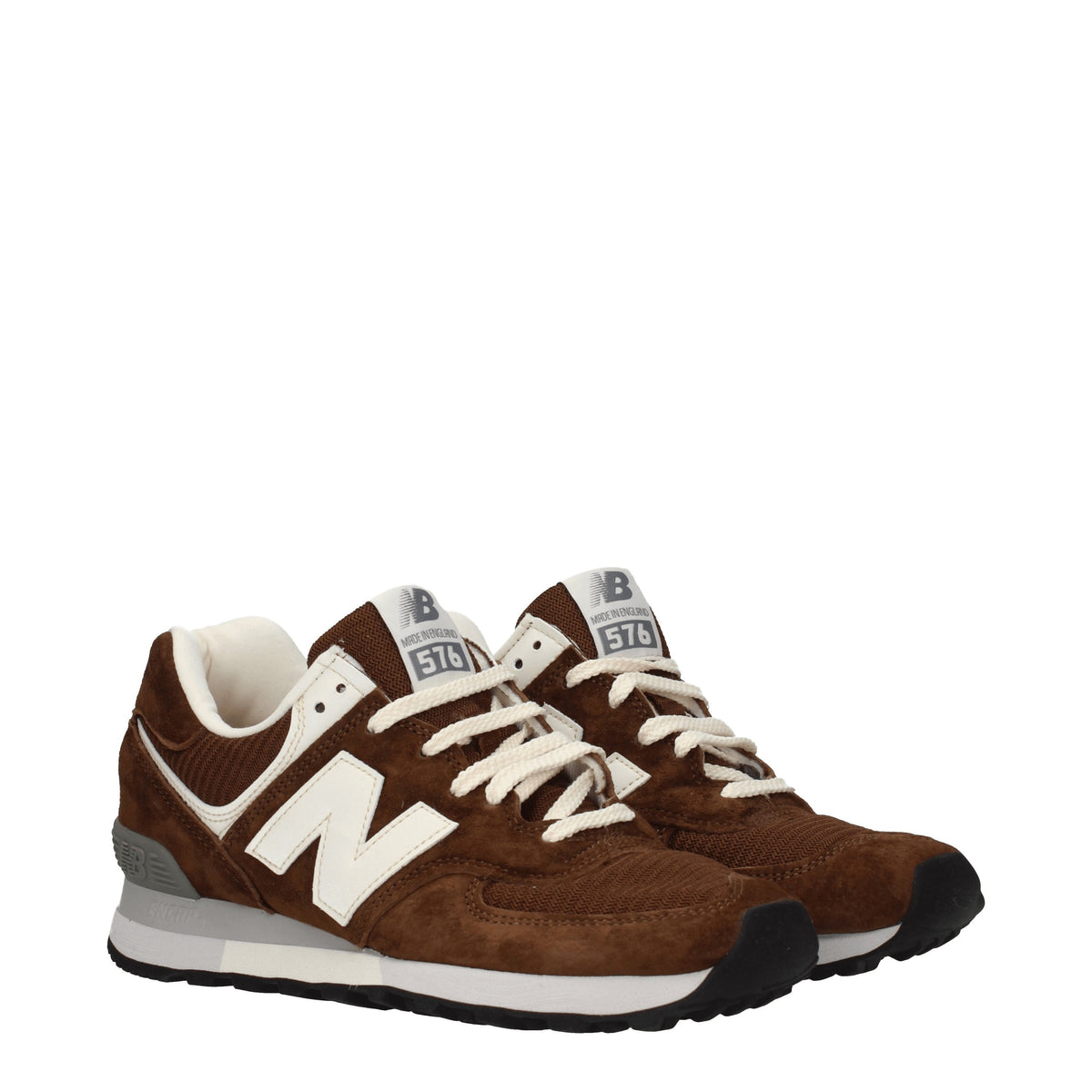 Designer Brand ニューバランススニーカー576メンズファブリックブラウン/ホワイト - Image 8