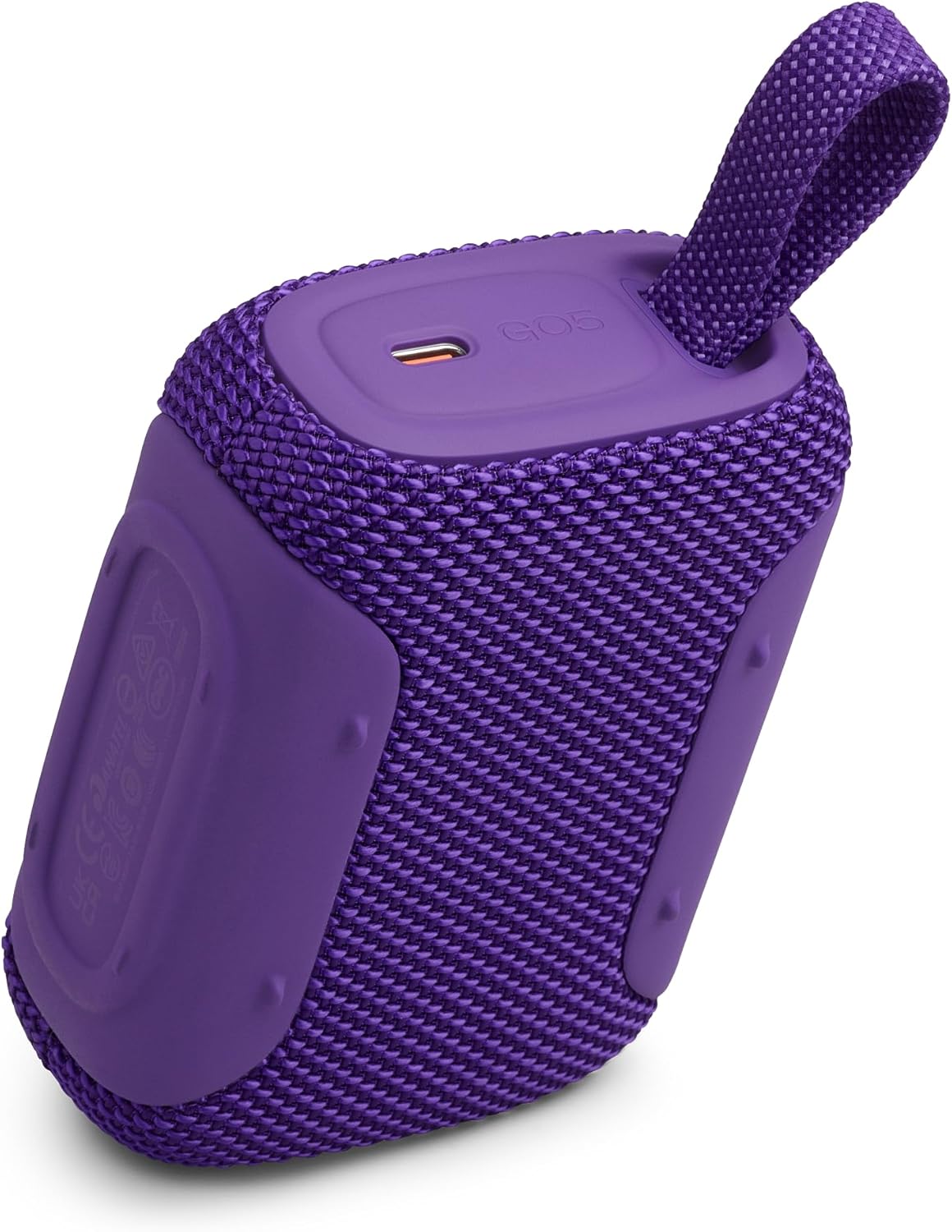 JBL JBLGO5PURJN GO5 Bluetooth Speaker, USB C Charging, IP68 Dustproof, Waterproof, Lossless Playback, Ambient Edge Light, AirTouch, Stereo Pairing, Small, App Compatible, Auracast Compatible, Passive