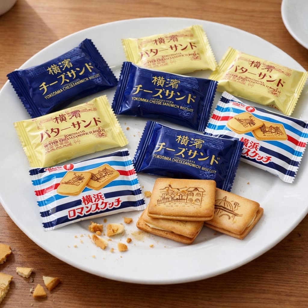 Yokohama Miyage, Individual Package, Baked Sweets, Large Capacity, 40 Pieces, 3 Types of Mix, Yokohama Romance Sketch, Side Butter Sand, Yokoshi Cheese Sand, For Scattering, Souvenirs