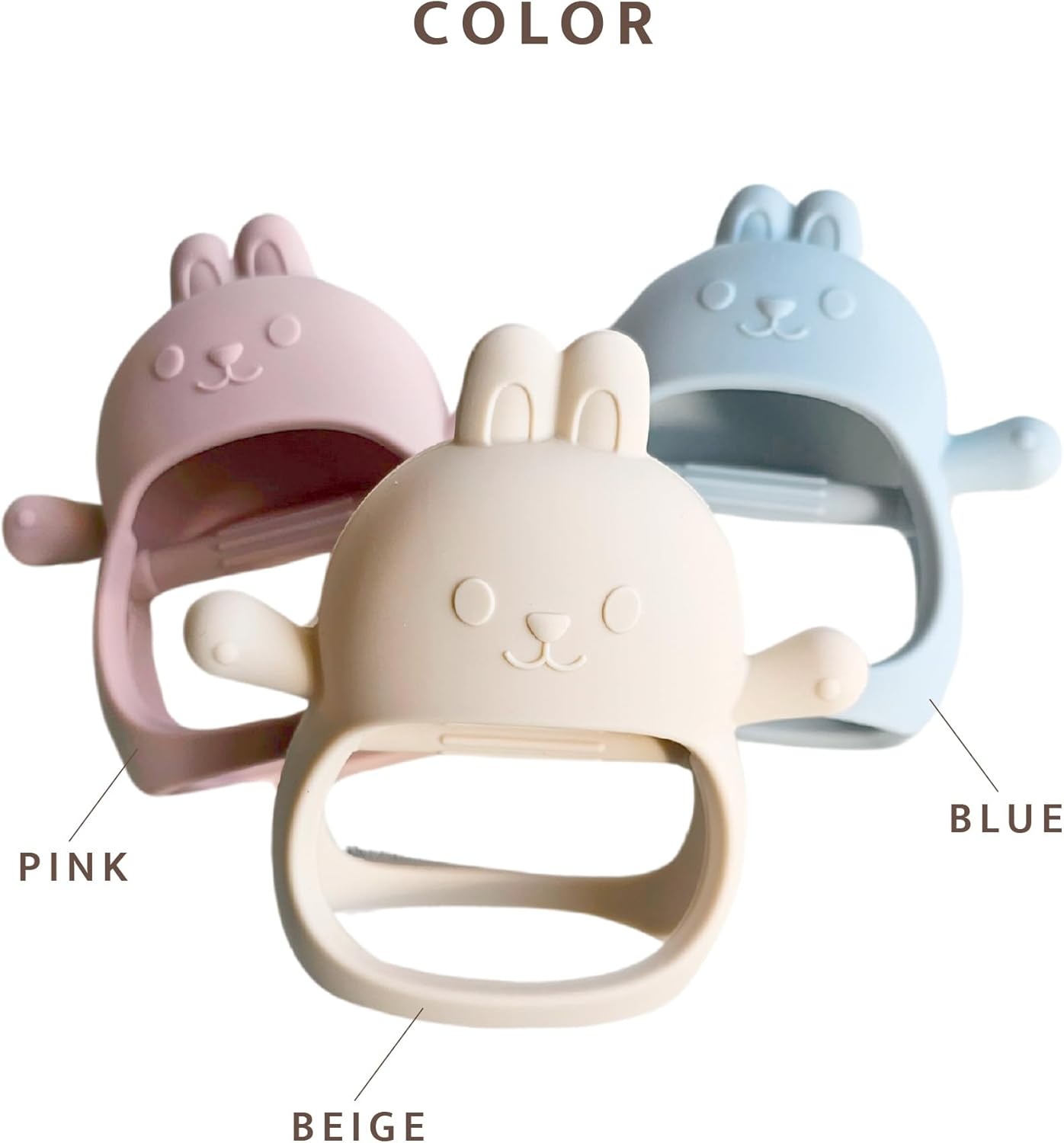 Burpee Bite Rabbit Silicone Toy for Teeth, Won't Drop Teeth, Safe Material, Peel Off Baby, Newborn, Baby, First Toy, Bunny, BPA-Free, Infant Gift, Baby Shower, 0 Years, 1 Year Old (Pink)