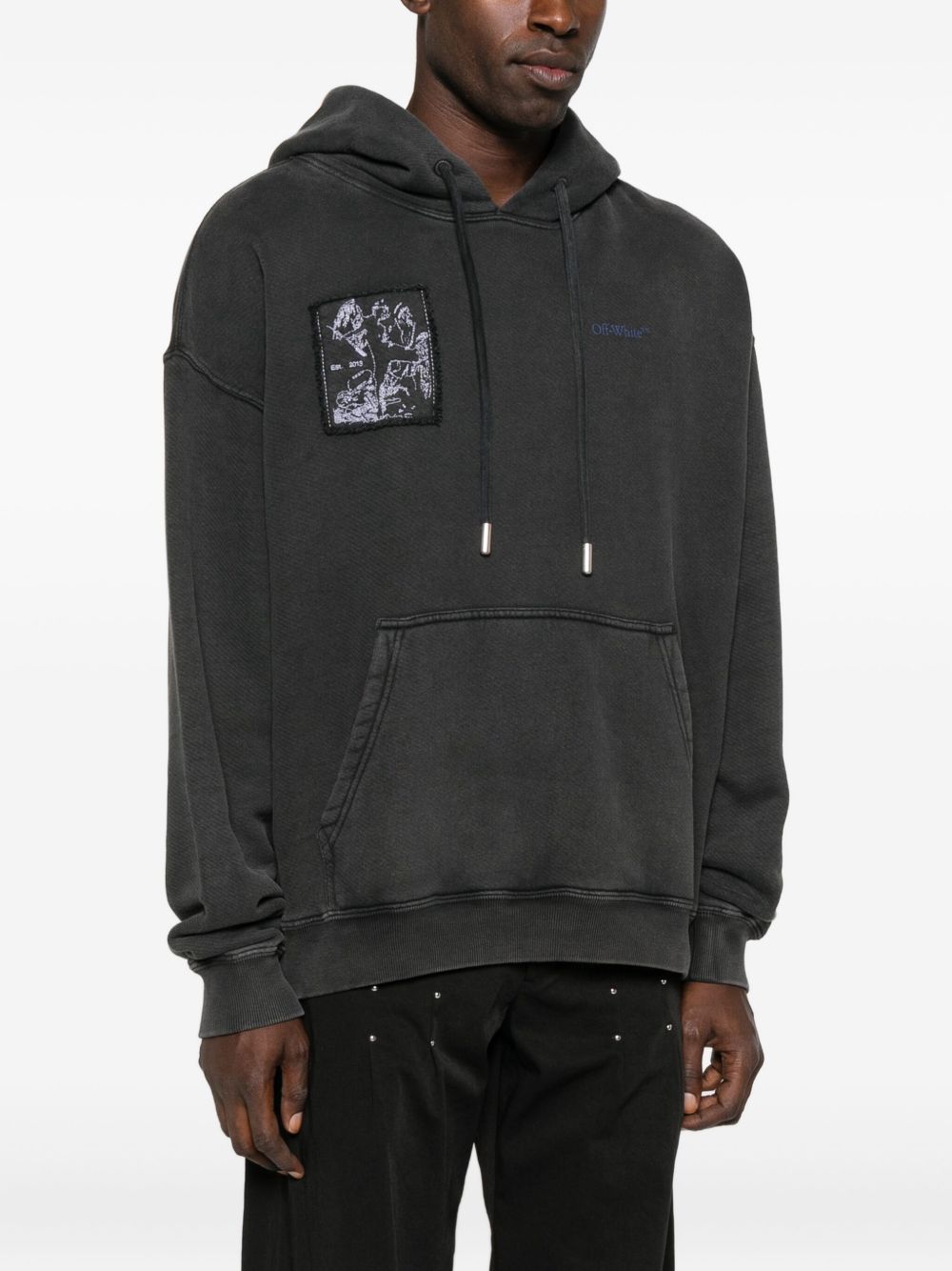 Off Off White Faded Painting Skate Cotton Hoodie - Image 8