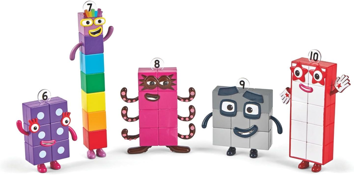 Numberblocks Friends Six to Ten Number Blocks Character Figure, 5 Pack 95357 Authentic