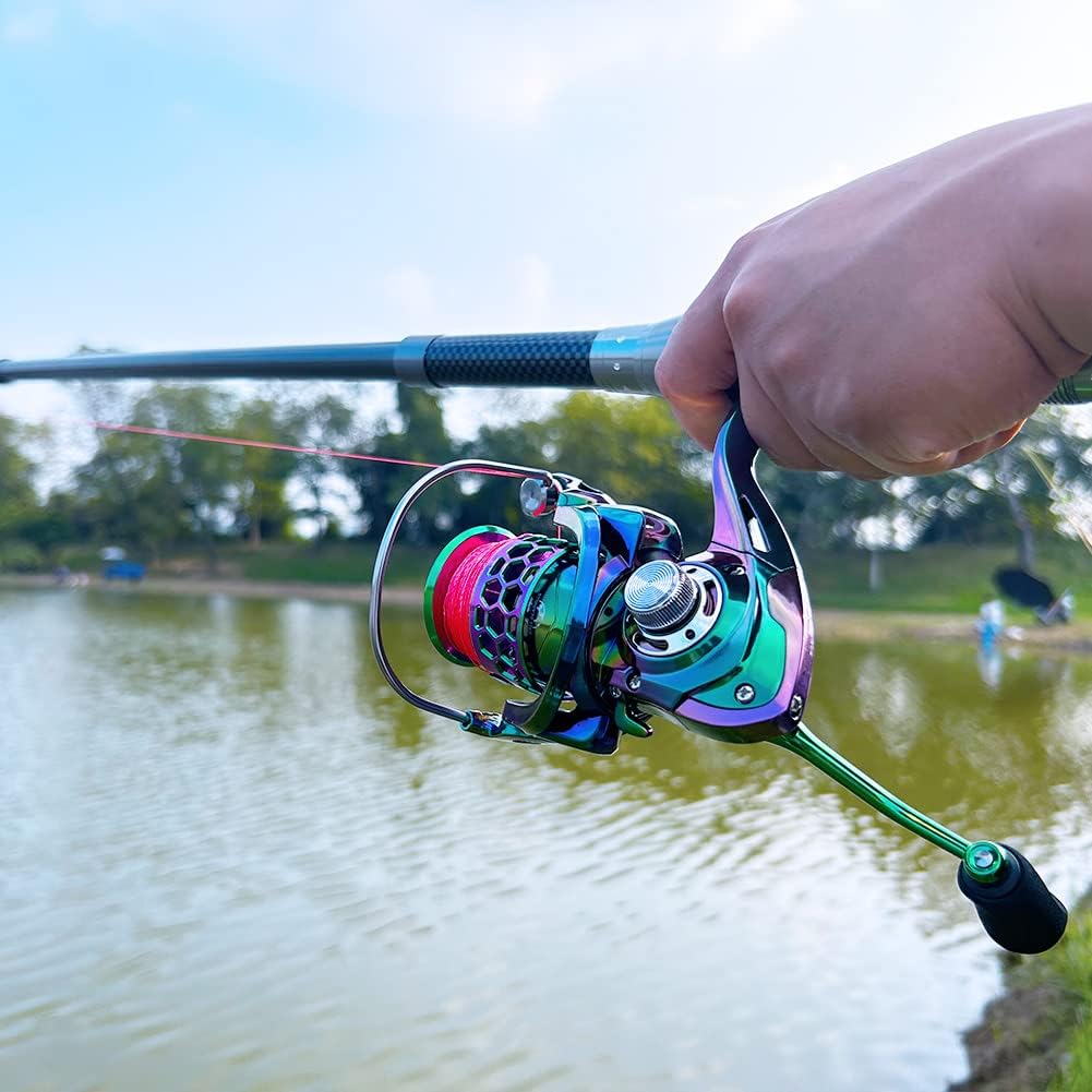 HappyLife Spinning Reel, Fishing Tool, Colorful Smooth Winding, Maximum Drag Force, 7+1BB, Gear Ratio 5.2:1, Left/Right Interchangeable Handle, Lightweight, Strong Drag, Durable, Long Toss, Freshwater