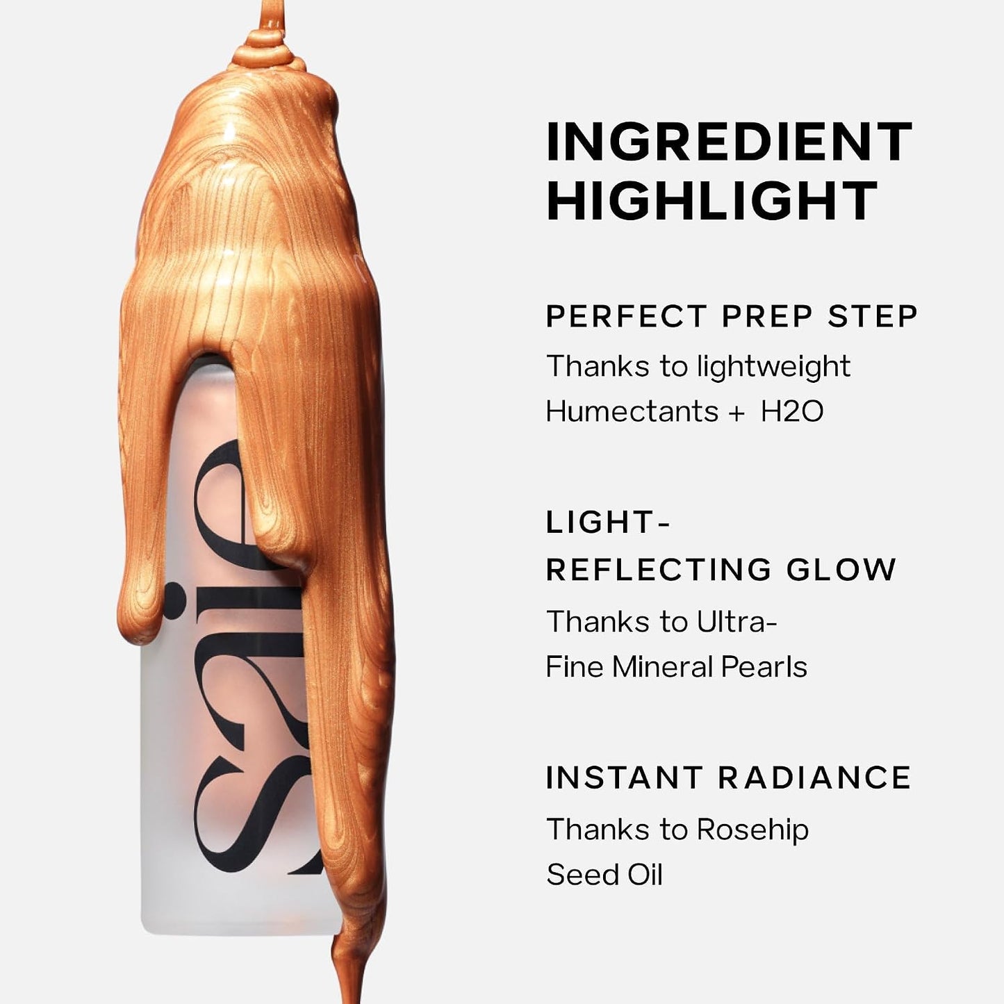 Saie Glowy Super Gel - Prebase de Maquillaje Hidratante y Suero Iluminador Enriquecido con Vitamina C y Aceite de Escualano - Iluminador Líquido para Todo el Rostro para una Piel de Vidrio Instantánea