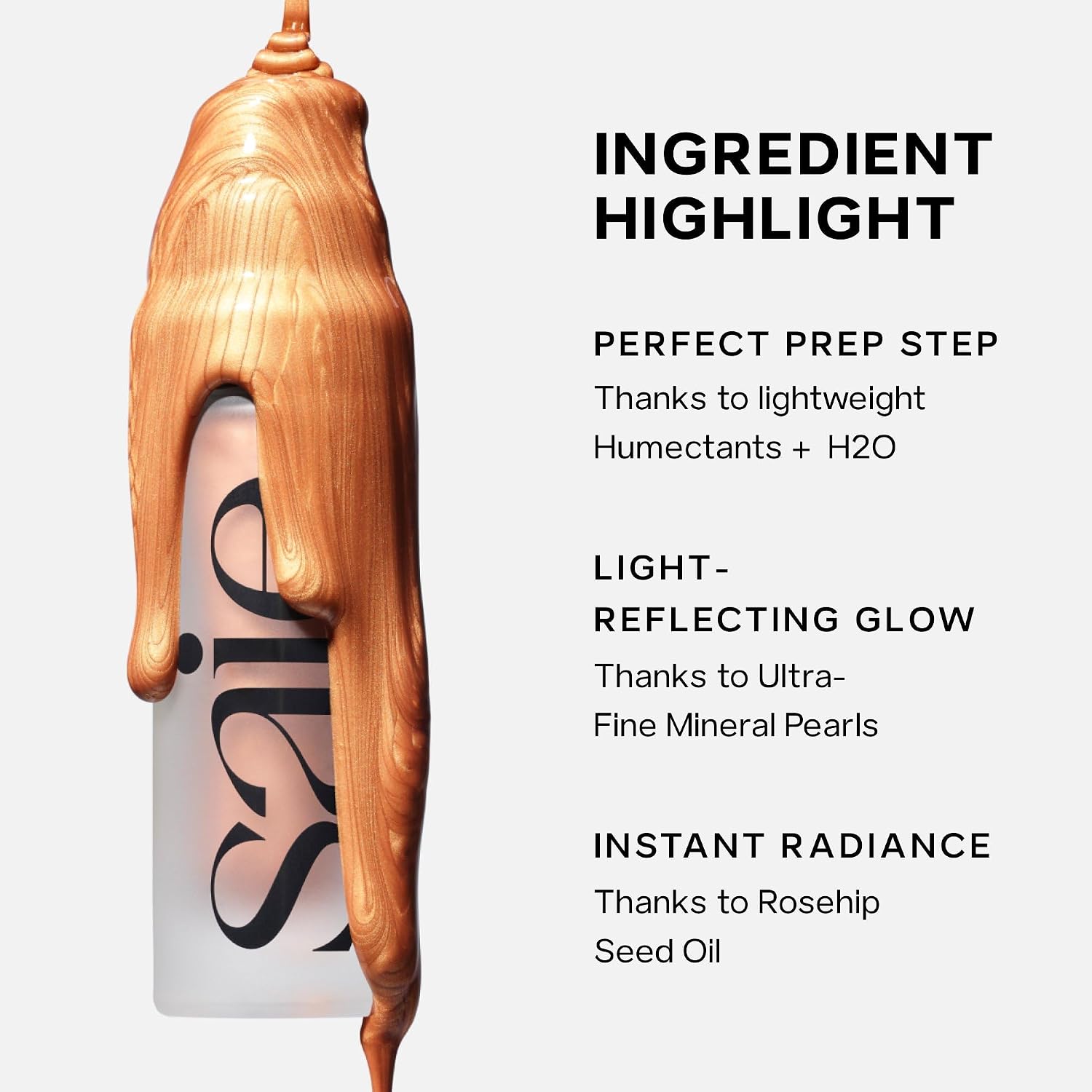 Saie Glowy Super Gel - Prebase de Maquillaje Hidratante y Suero Iluminador Enriquecido con Vitamina C y Aceite de Escualano - Iluminador Líquido para Todo el Rostro para una Piel de Vidrio Instantánea