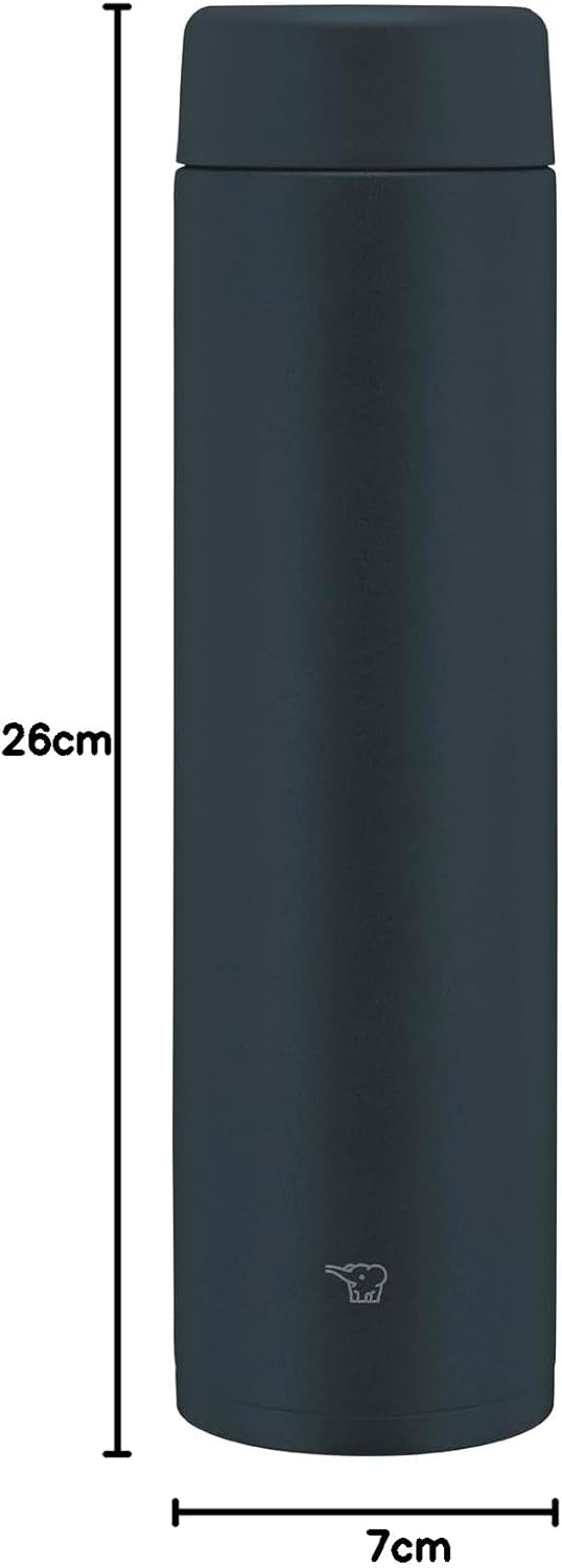 Zojirushi SM-GS72-BA Water Bottle, 24.4 fl oz (720 ml), Large Capacity, Recommended for Sports, Dishwasher Safe, Seamless Stopper, 2 Cleaning Pieces, Compact, Hot & Cold Insulation, Screw Mug, Black