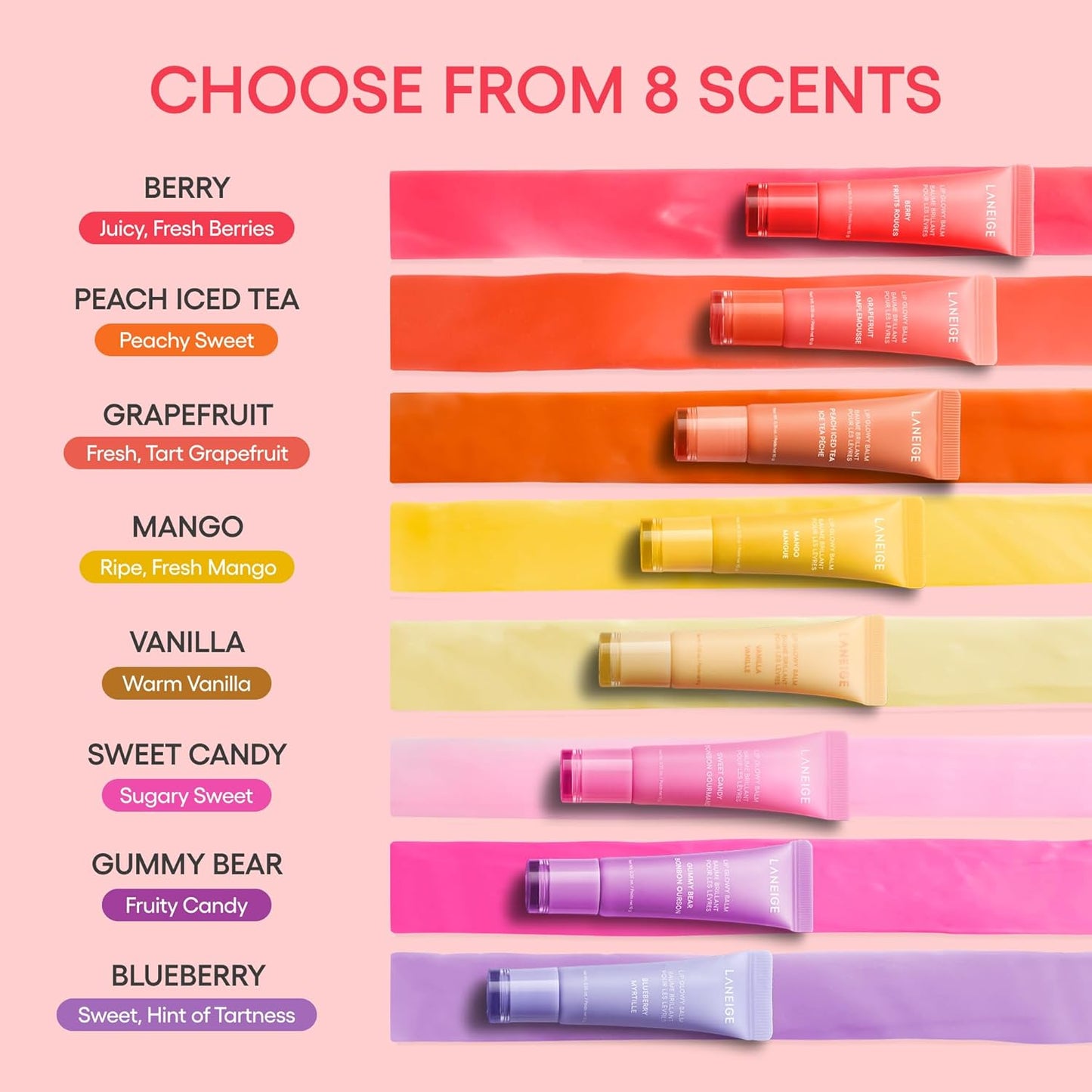 LANEIGE Lip Glowy Balm: Sheer Tinted Lip Treatment Balm Tube with Shea & Murumuru Butters for Hydrating, Moisturizing, Glossy, Non-Sticky Shine, Berry | Korean Skin Care