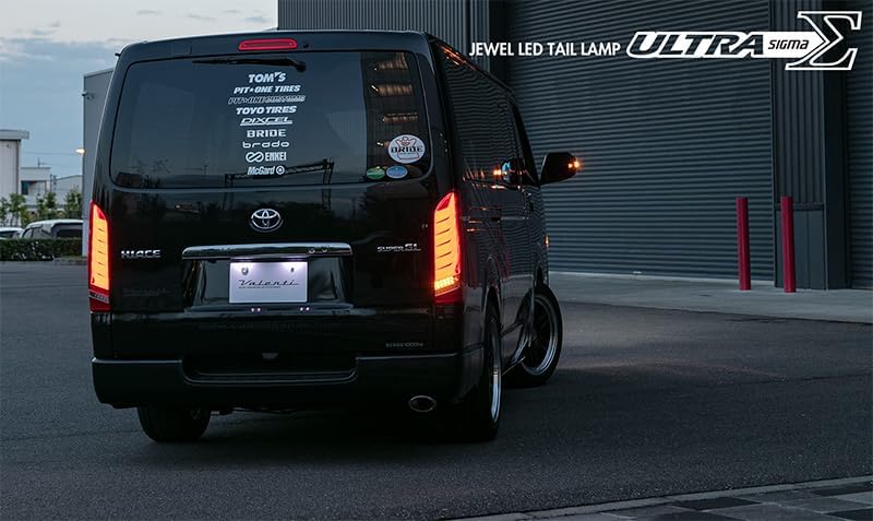 VALENTI Hiace 200 Series Regius Ace ULTRA Sigma REVO4 1 Type 2 Type 3 Type 4 5 Type 7 Tail Lamp Red Lens Light Smoke Black Compatible with All Grade HIACE (Light Smoke)
