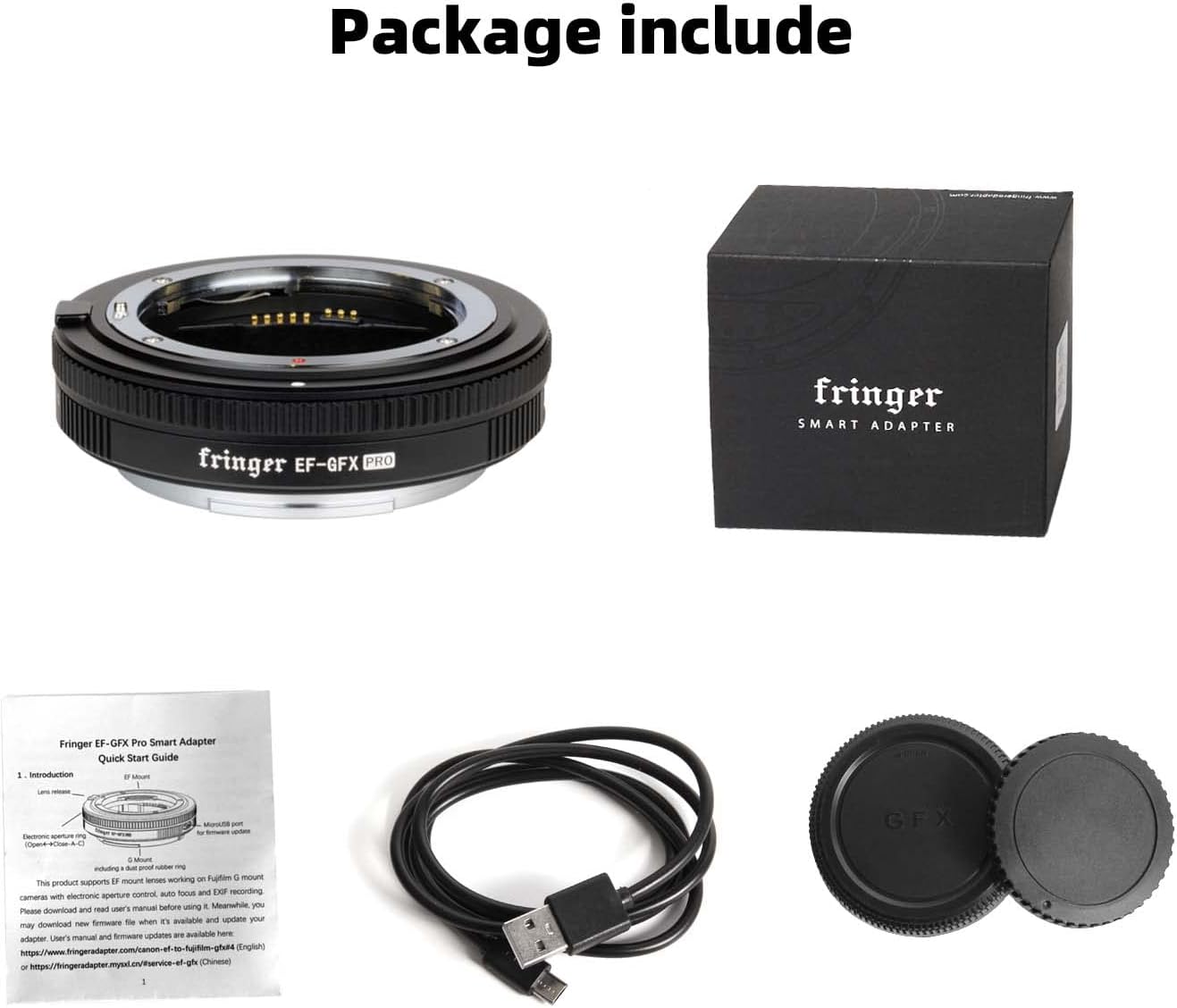 Fringer EF-GFX Pro FR-EFTG1 Auto Focus Camera Mount Lens Adapter Ring for Canon EF to Fuji GFX100/ GFX100S, Sigma, Tamron EF Lens