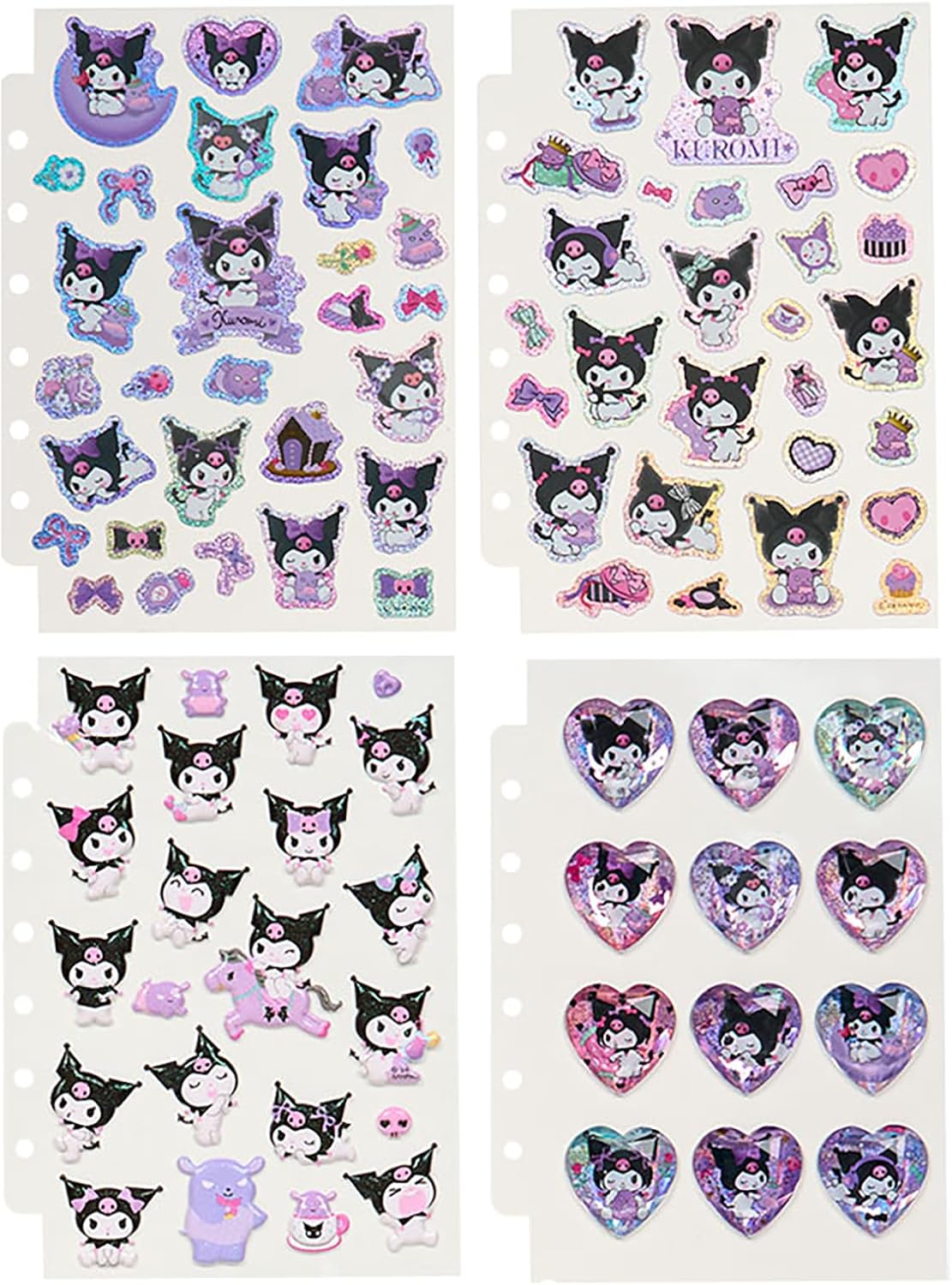 Sanrio 913952 Kuromi Storage Charm Attached Sticker Pad with Peel-off Slider Case, Heartfelt Note