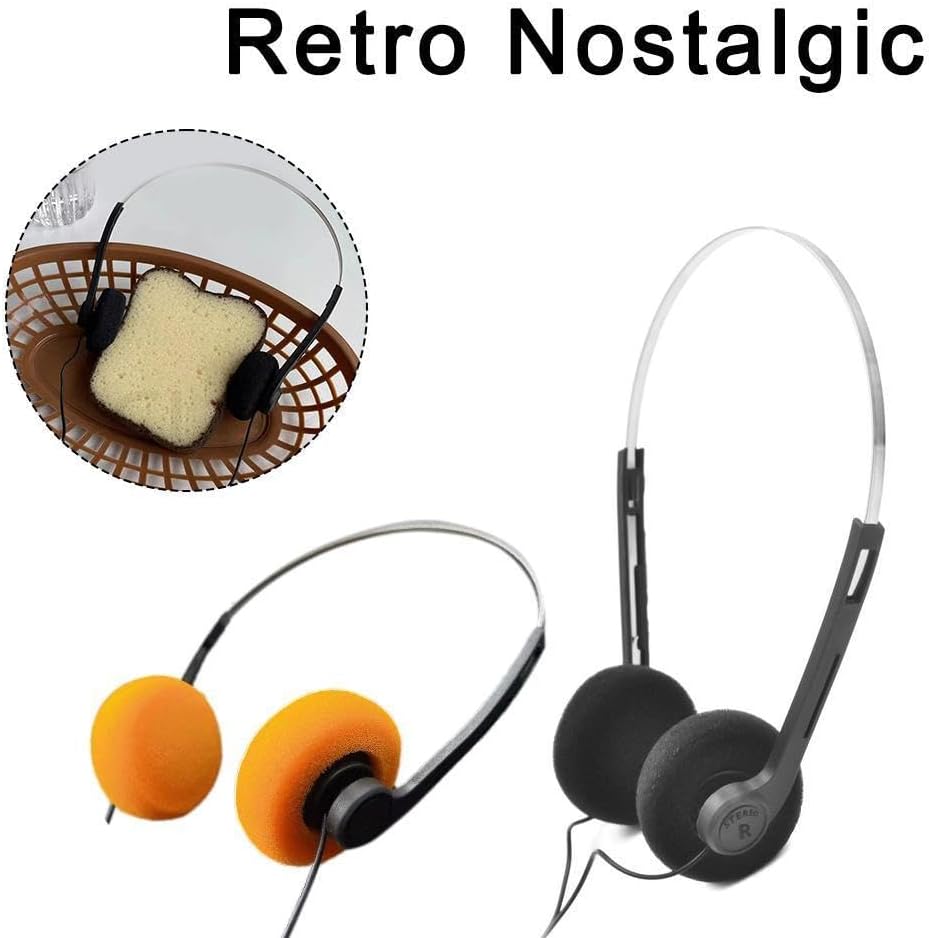 Both-Ear Headset Headphones Wired Earphones 3.5mm Round Head Phones Retro Over-Ear Headphones Compact Lightweight Earphones Retro Vintage Design Headphones Headset