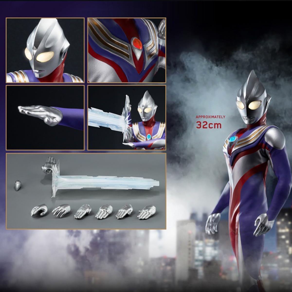 HiPlay Threezero FigZero Ultraman Tiga Multi-Type 3Z05670W0 Action Figure, Painted Finished Product
