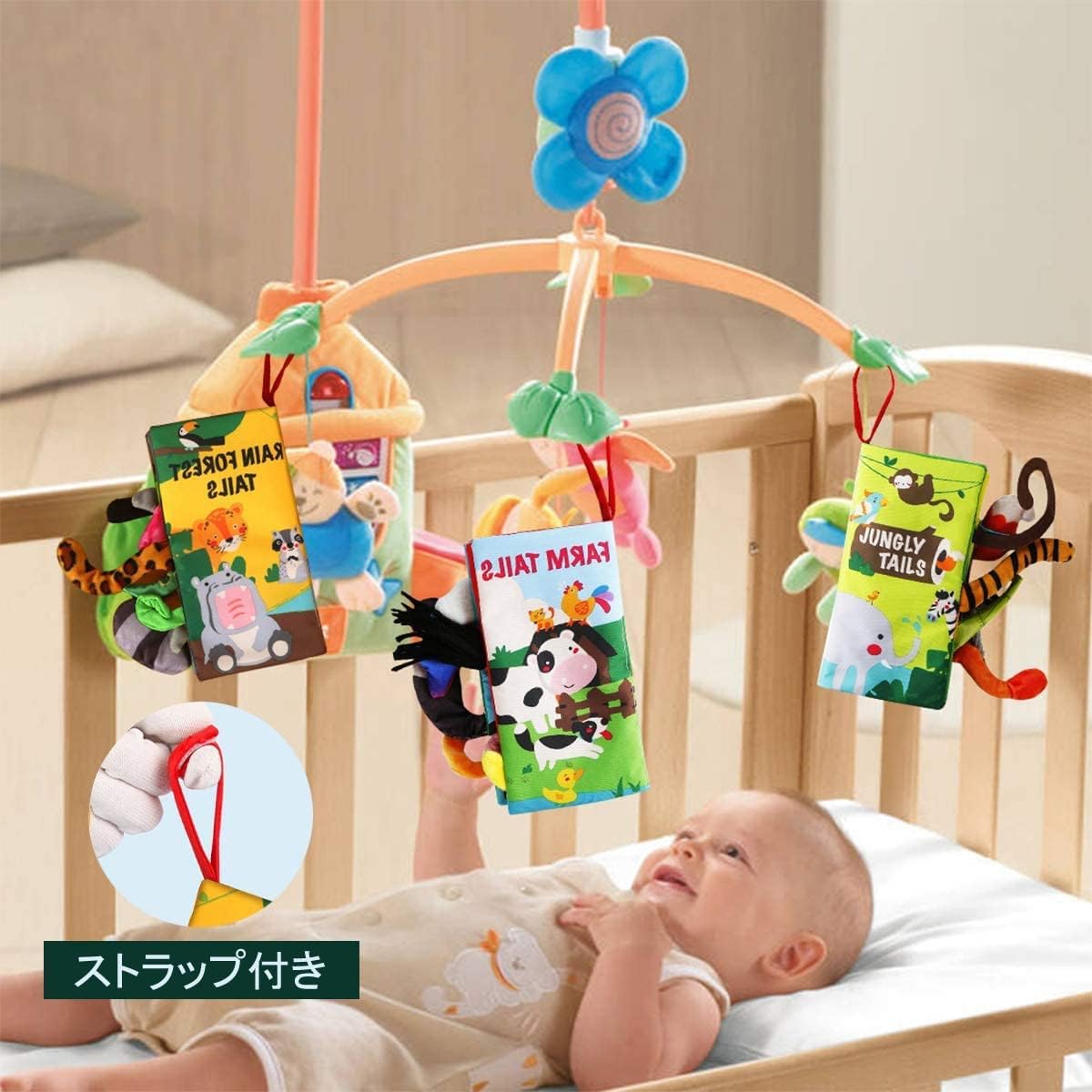 beiens Cloth Book Fabric Toy for Babies Washable 【Makes Peep Sounds】 【Animal Series・3D Activity Book】 Cloth Book for Outings Toddlers 0 Years Old Finger Play Teether Stroller Toy Educational Toy
