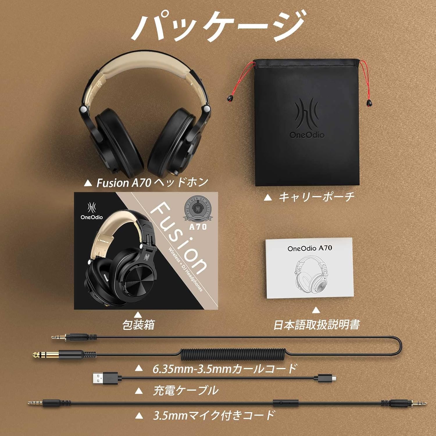OneOdio A70 Bluetooth Headphones, Over-Ear, Wireless Headphones, Up to 72 Hours of Playtime, Includes Mic, Wireless, Dual-Use, Monitor, DJ Headphones, Detachable Cable, Studio Recording, Musical