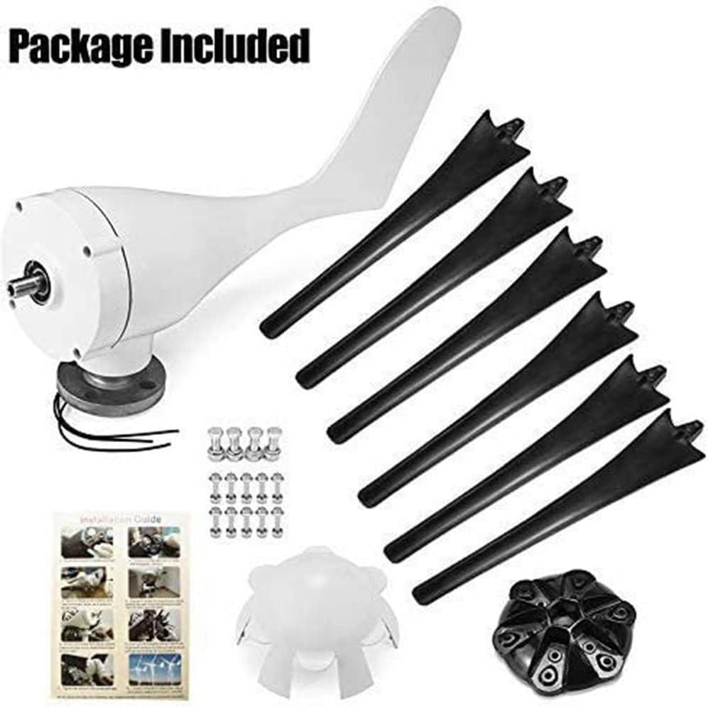 風力タービン、6ブレード+コントローラー風力タービン発電機充電、家庭やキャンプ用、24V(12V)