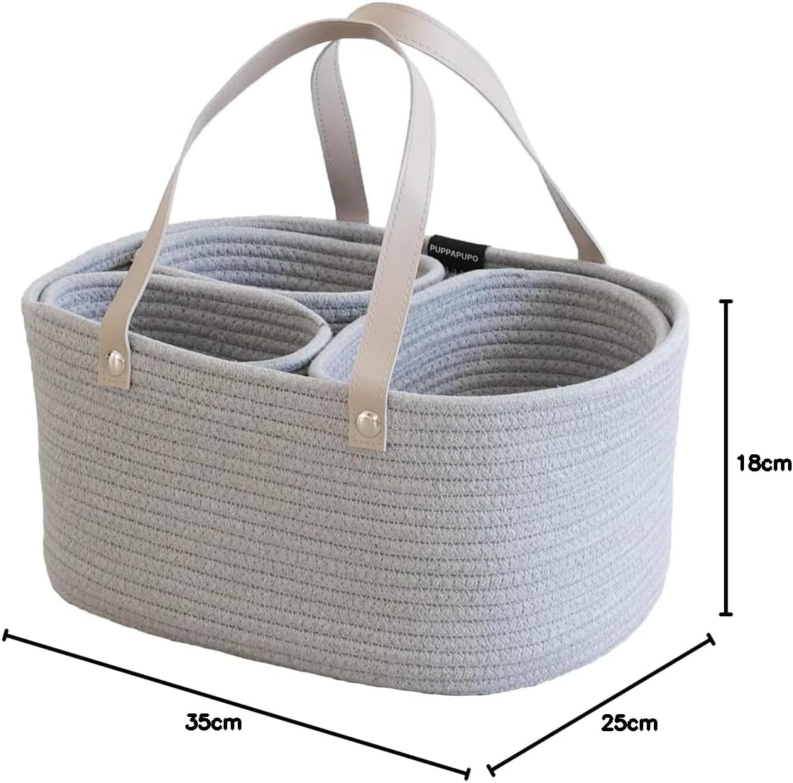 PUPPAPUPO Diaper Stocker, Diaper Storage Bag, Rope-Woven, Toys and Small Items Storage, Baby Basket, Baby, Discharge, Simple, Gray