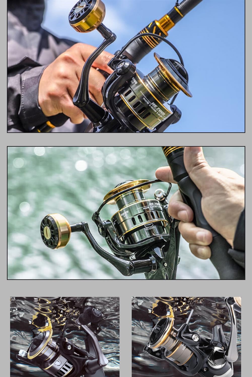 HE-2000 Spinning Reel, Sea Bass, Sea Bass, Jigging, All Metal, Lightweight, Durable, Shockproof, Maximum Drag Force: 22.0 lbs (10 kg)