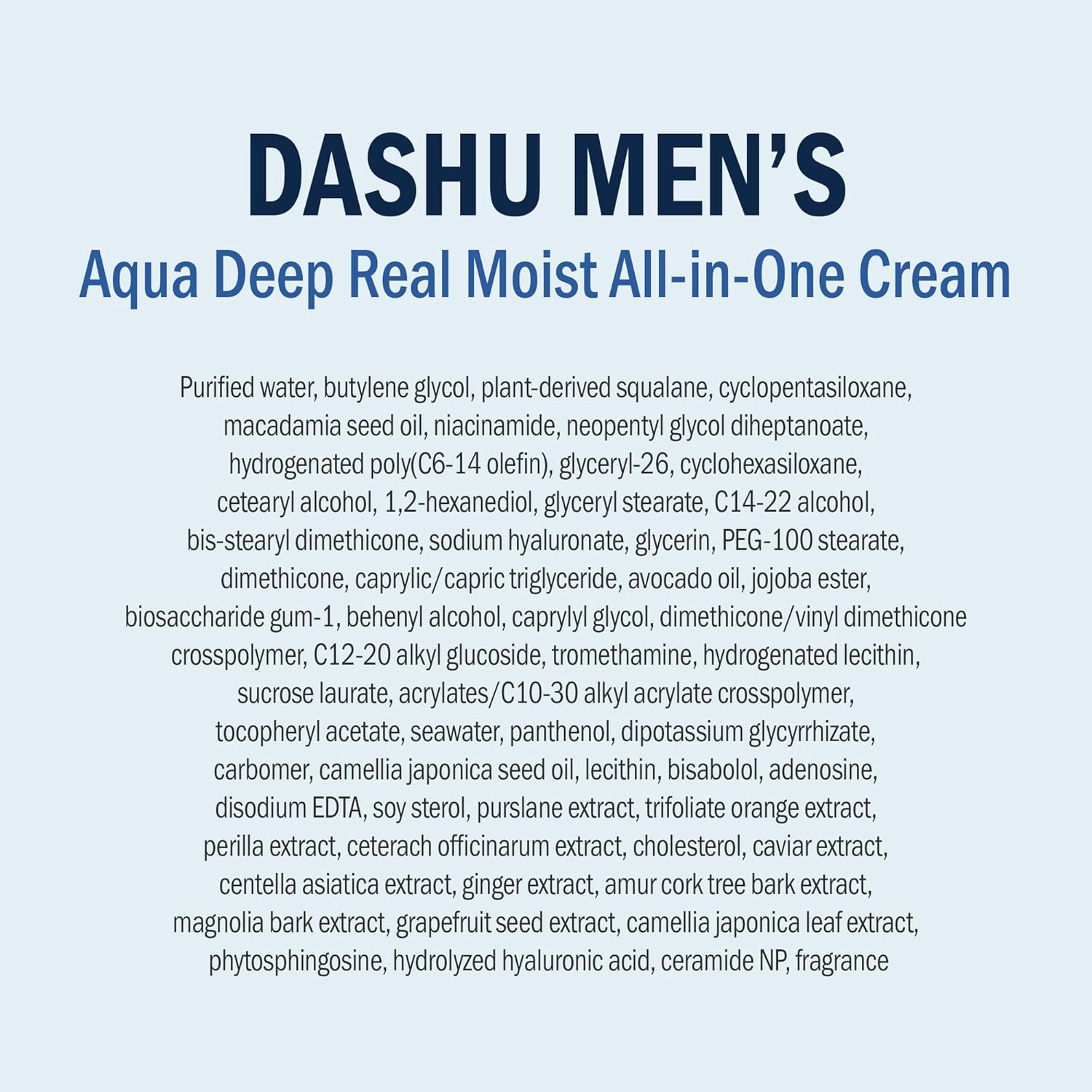 DASHU 5 in 1 Men's All-in-One Cream Aqua Real Moist All-in-One Cream Moisturizing Lotion Serum Dry Skin Normal Skin 5.17 fl oz