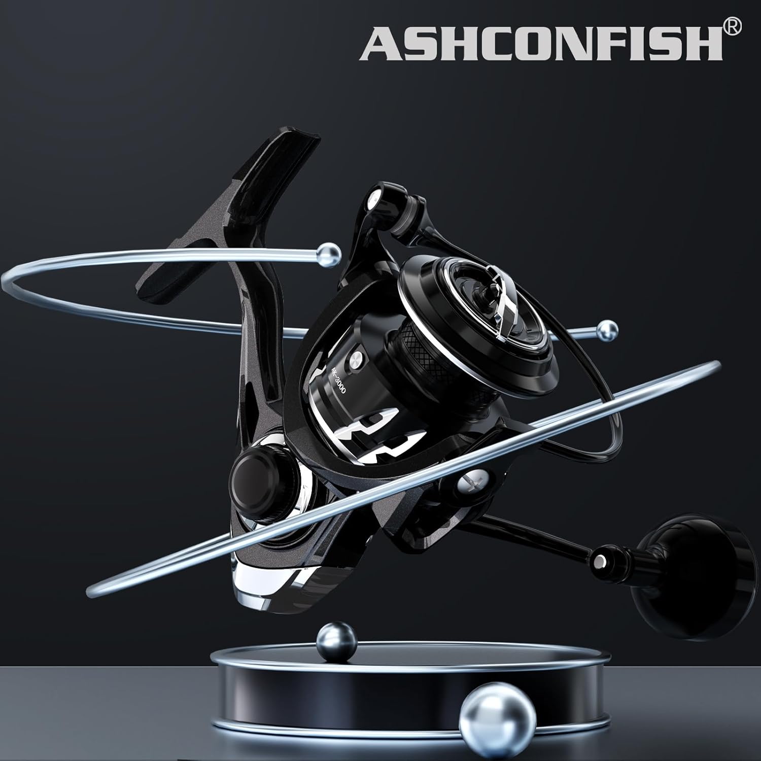 Ashconfish AK スピニングリール 2500 3000超強力メタルボディ 25ポンド以上のドラグ アンチリバースベアリング 8+1 ダブルシールドステンレススチールBBデザイン 海水&淡水釣り用