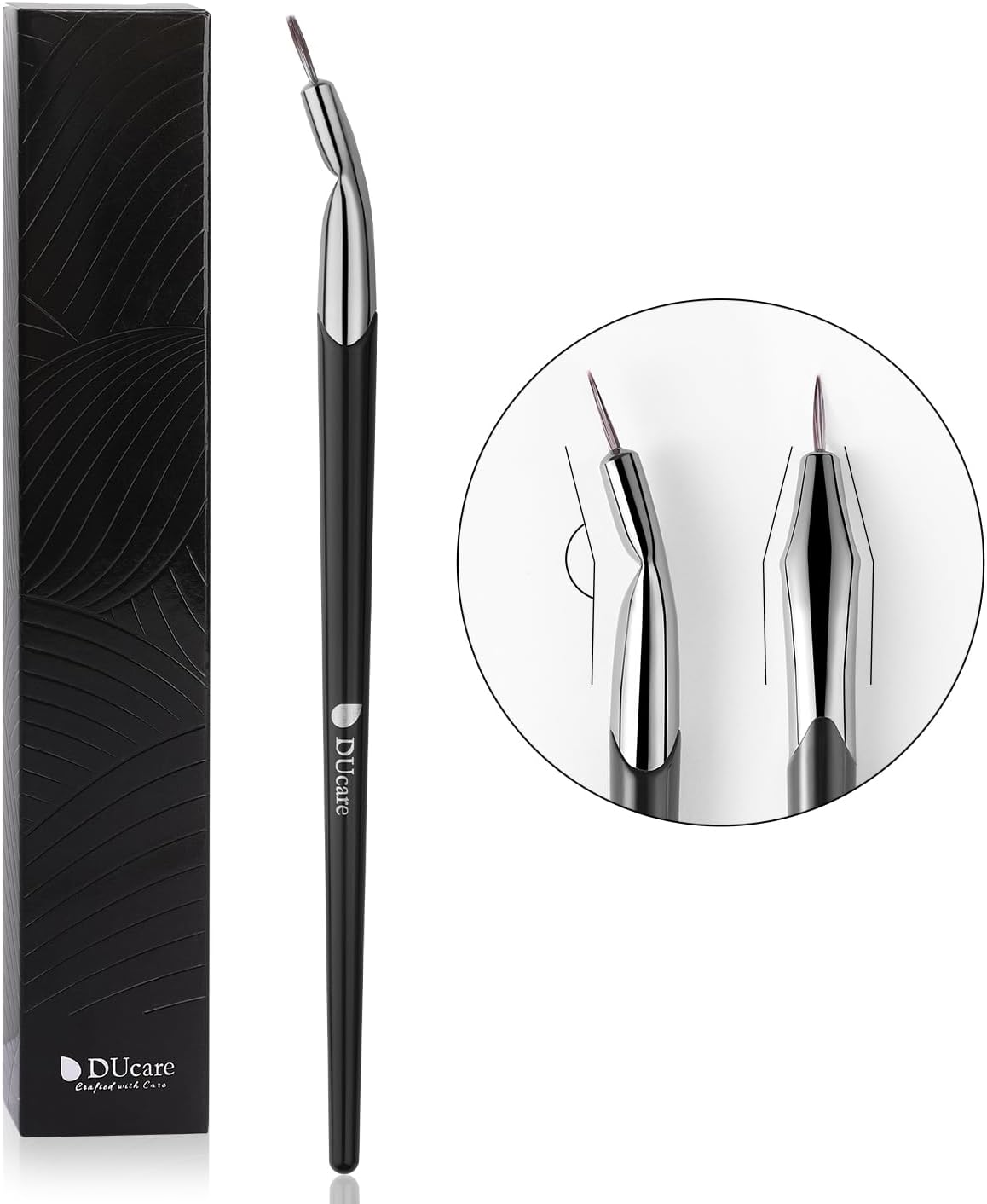 DUcare V04 Eyeliner Brush, Makeup Brush with Ultra-Fine Tip, Angled Design for Precision, Soft and Gentle on Skin, Easy to Use, 0.03mm Ultra-Fine Synthetic Fibers, Strong and Firm