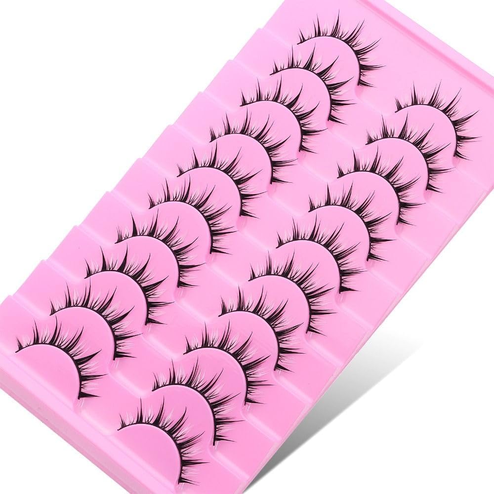 10 Pairs Black and White Cartoon Eyelashes Japanese Anime Cosplay Eyelashes Spiky Wet Look Eyelashes 13mm Asian False Eyelashes Cluster