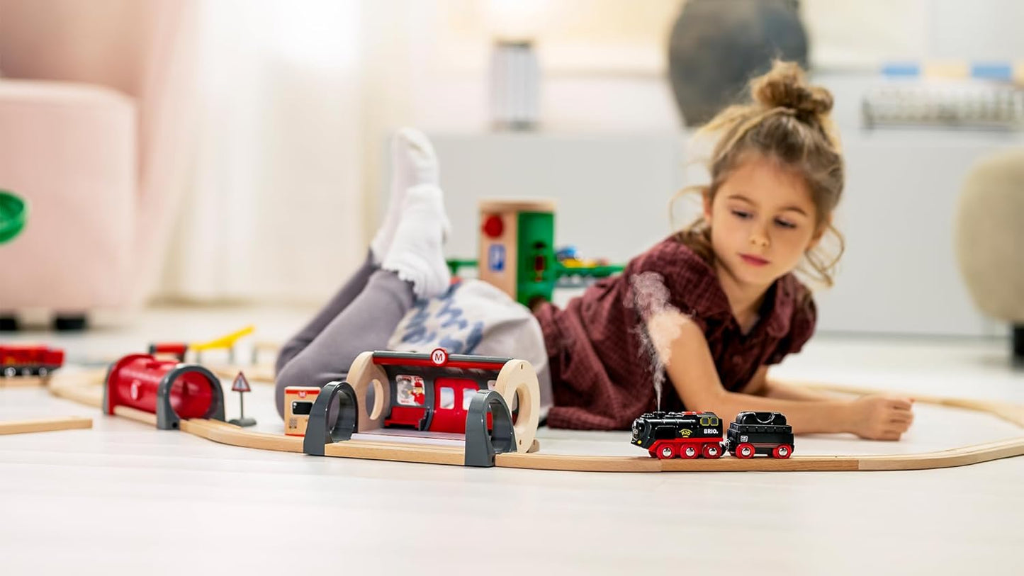 Brio Battery Powered Steam Train 33884, Suitable for Ages 3 and Up (Toy, Wooden Toy, Locomotive, Electric Vehicle, Gift (Birthday/Christmas))