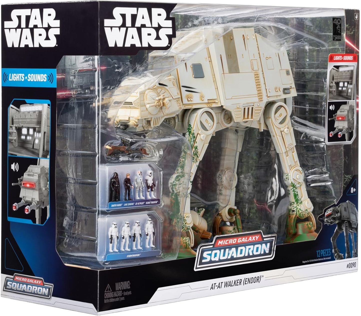 Star Wars Micro Galaxy Squadron at-at Walker (Endor) Exclusivo de - Vehículo de 10 pulgadas con luces, sonidos, zonas de acción y accesorios (Juguetes para niños a partir de 8 años)