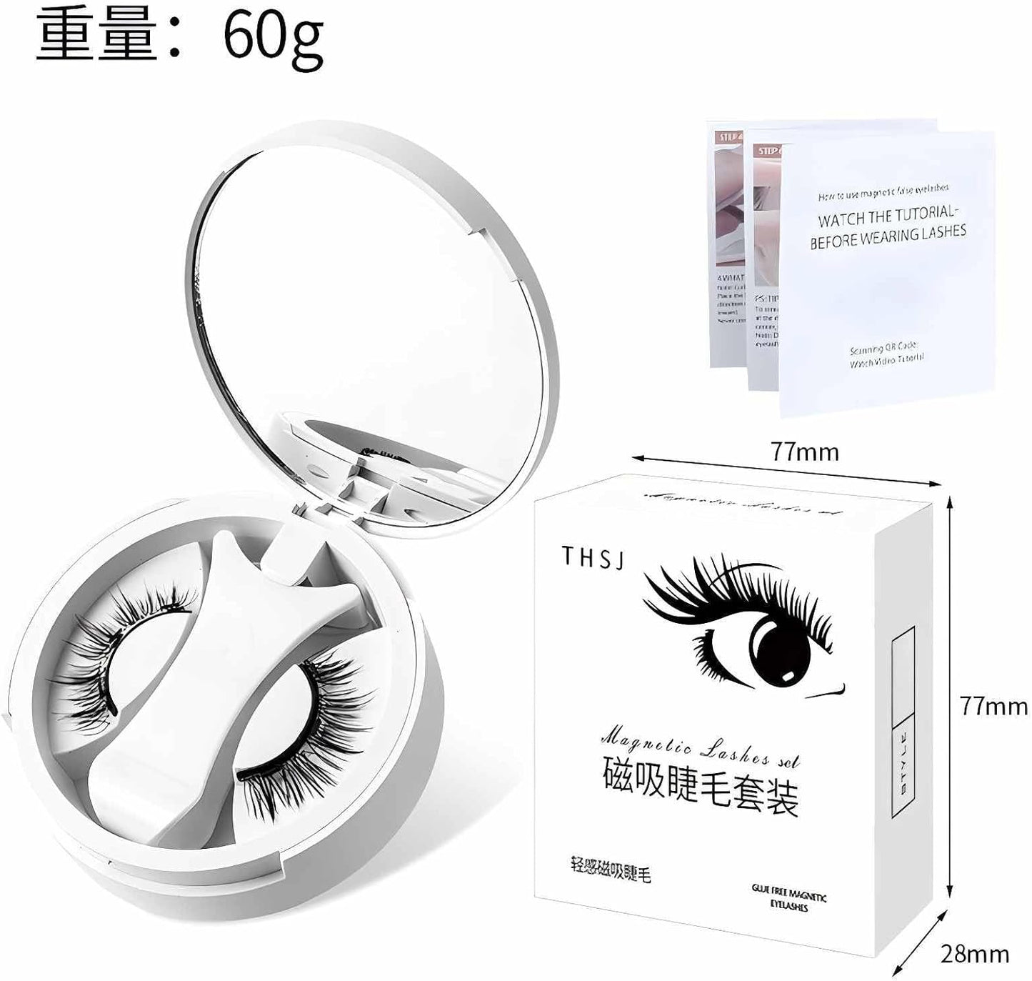 Magnetic Suction Eyelashes White Magnetic Suction False Eyelashes Natural Non-colloidal Core Soft Super Light Reusable Natural Makeup and Life Makeup for Actress Cosplay