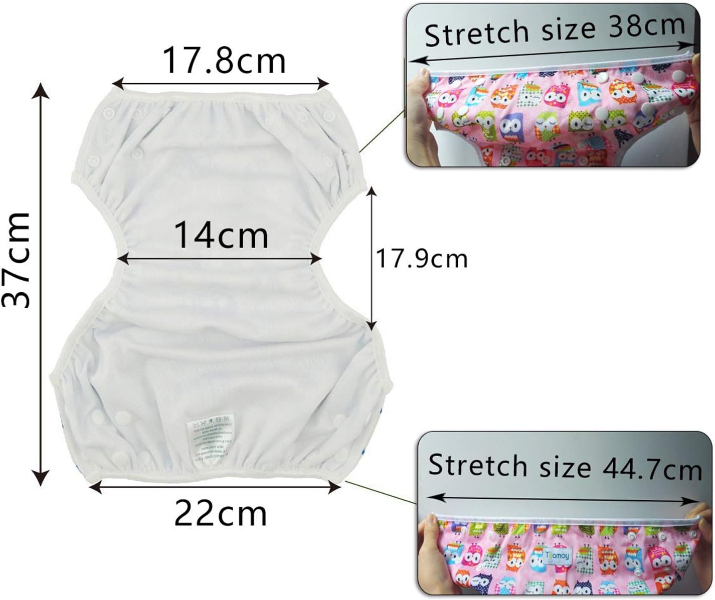 Teamoy 2 Piece Water Play Pants Set for 0-3 Years Old Baby Adjustable Size with Button Waterproof Outer Layer Polyester Mesh Inner Layer Diaper Cover Swimming Class Park Beach Pool (Couds + Flowers