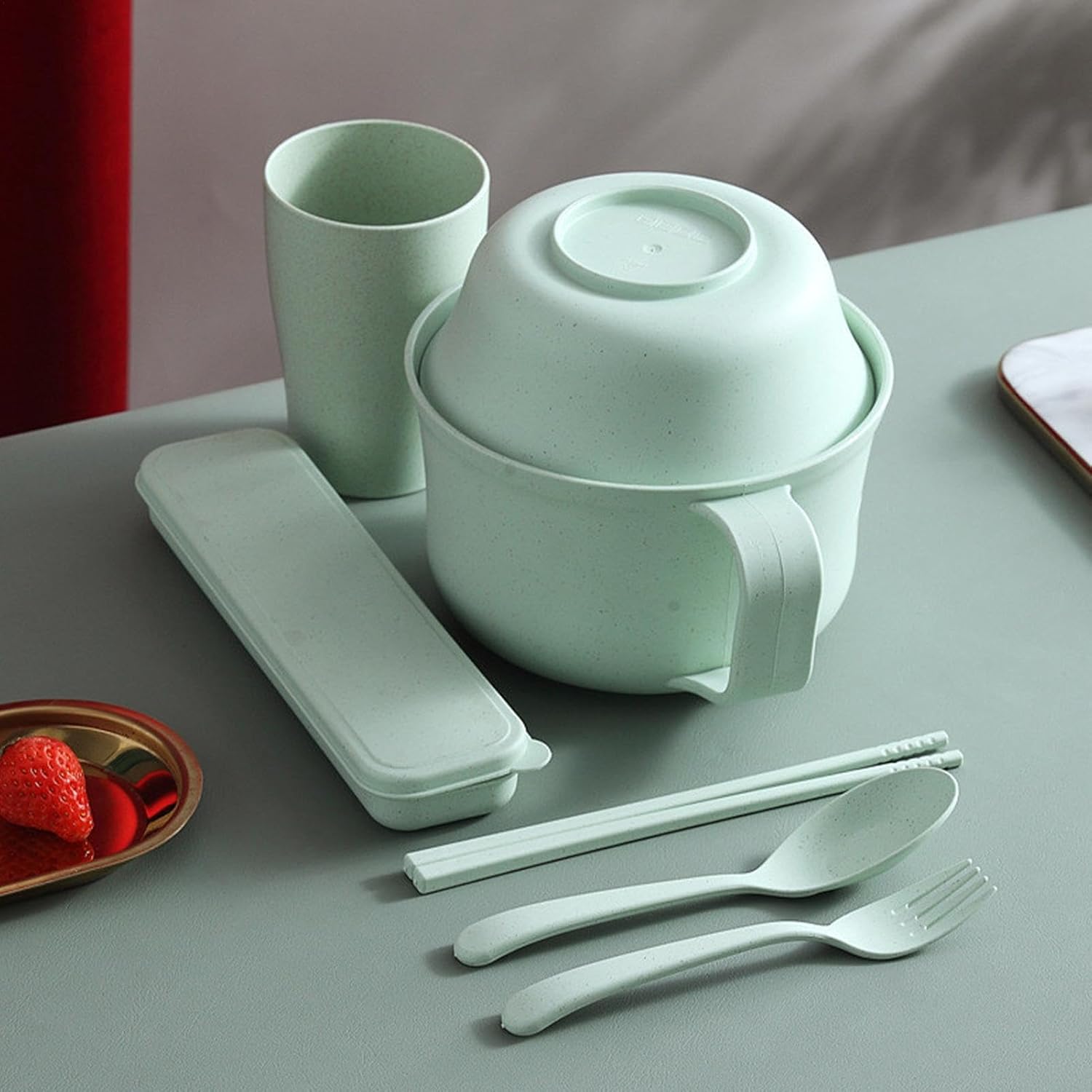 Instant Noodle Bowl Set, Ramen Bowl Set, Ramen Bowl Set Microwave Instant Ramen Ramen Bowl, Portable Ramen Bowl with Handle for Ramen, Pho, Udon, Soba, Soup Noodles, Asian Food