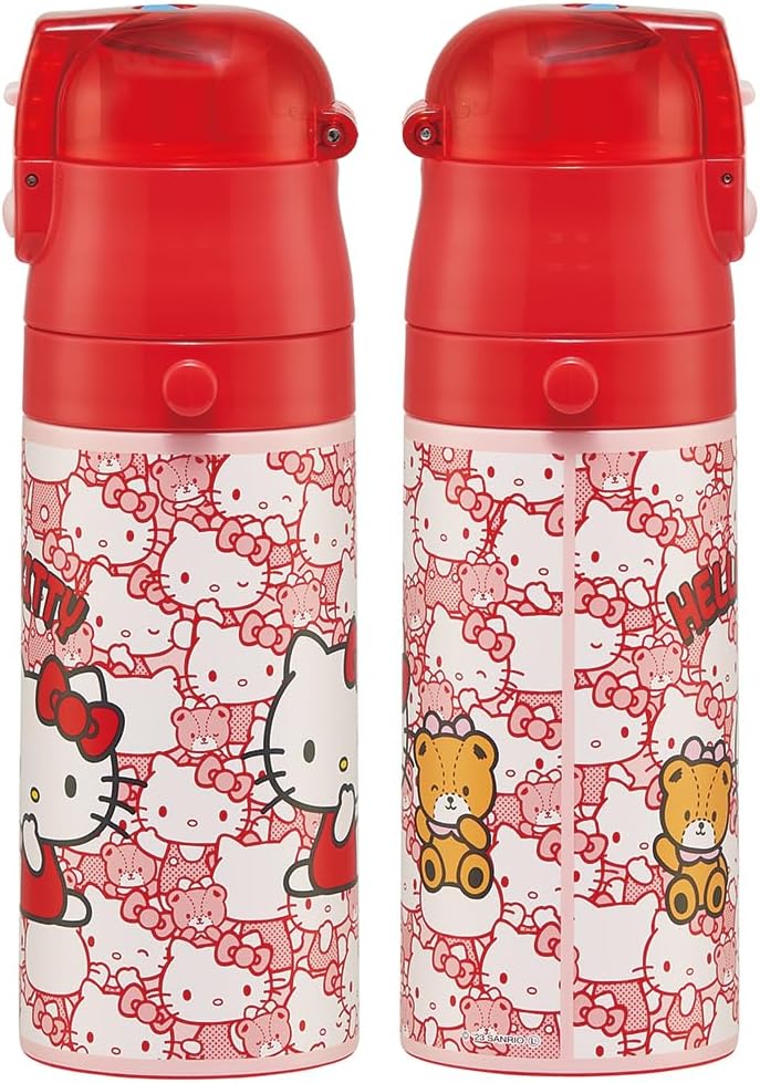 Skater SKDC3-A Children's Stainless Steel Water Bottle, 2-Way Direct Drinking, 14.2 fl oz (420 ml), Cup Drinking, 11.8 fl oz (350 ml), Sanrio, Hello Kitty, Kid-friendly Lightweight Type, For Girls,