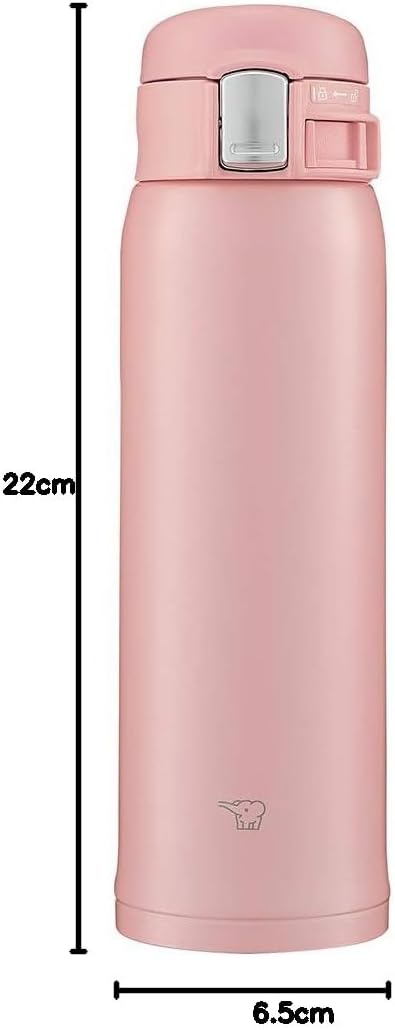 Zojirushi Mahobin SM-SF48-PA Water Bottle, 16.2 fl oz (480 ml), One-Touch Mug, Lightweight & Compact, Standard Type, Hot & Cold Retention, Pink