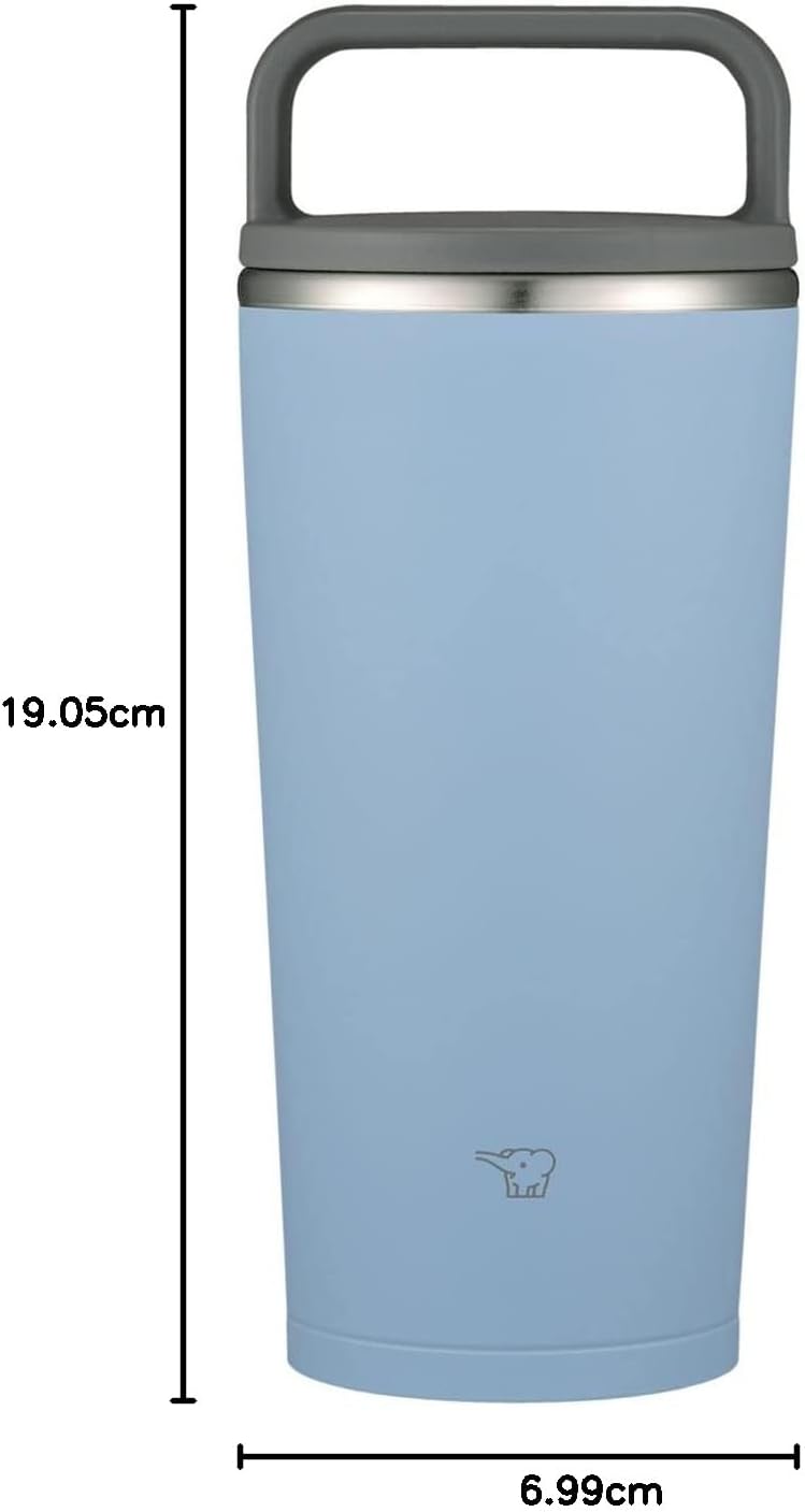 Zojirushi SX-JA30-AM Water Bottle with Lid, Carrying Tumbler, Portable, Seamless Stopper, Handle Type, 10.1 fl oz (300 ml), Fog Blue, Integrated Lid and Gasket, Easy to Clean, Only 2 Parts to Wash