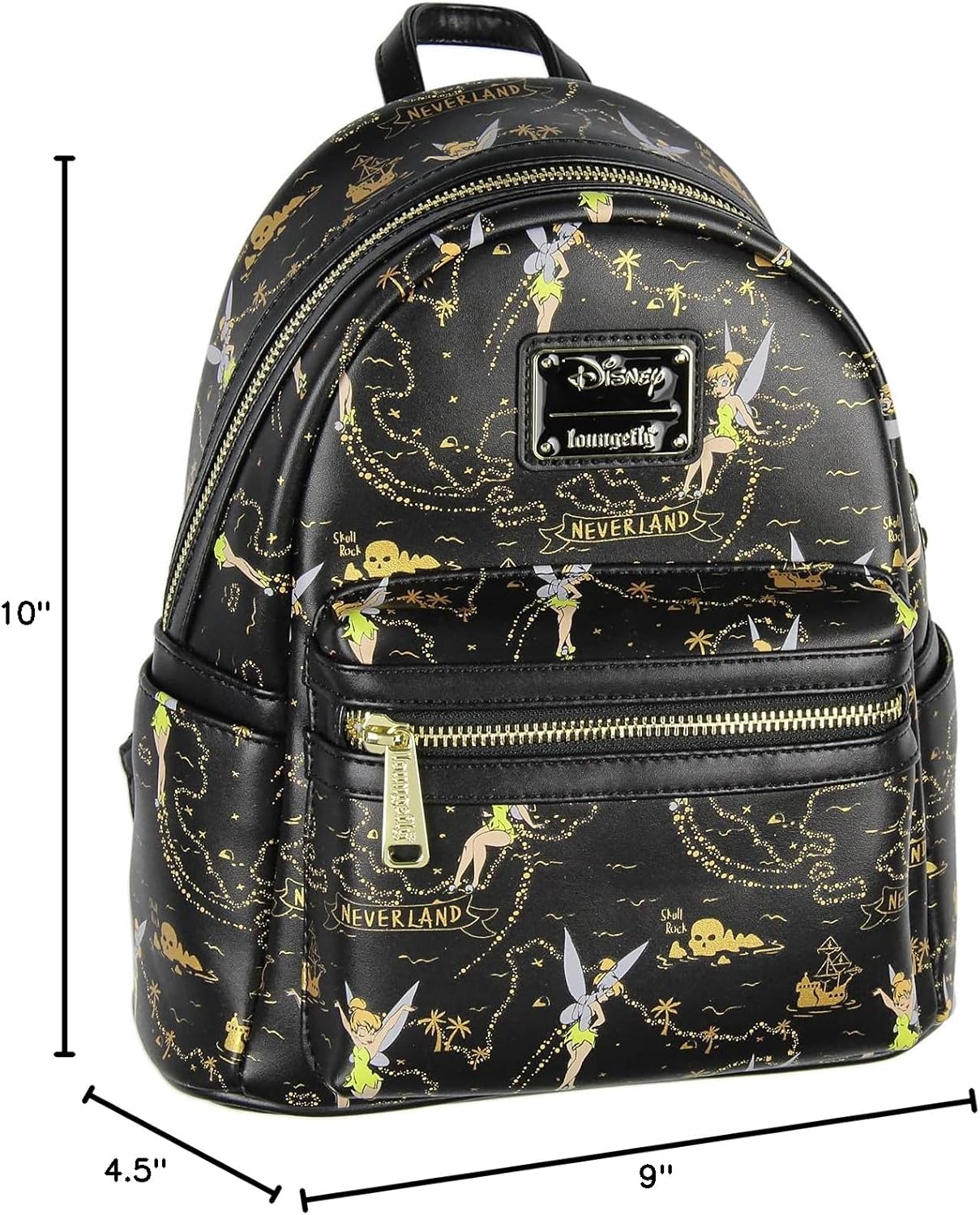 Loungefly Disney Tinkerbell Mapa del Tesoro de Nunca Jamás con Impresión Completa Un Poco de Polvo de Hadas Mini Mochila