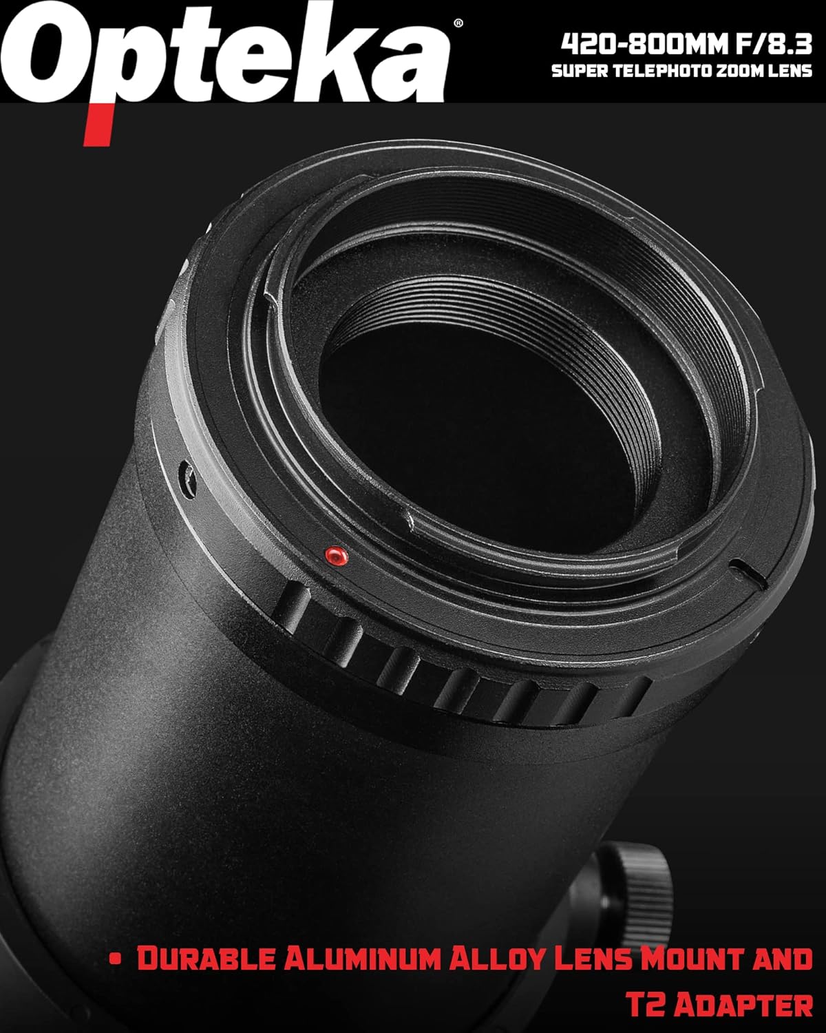 Opteka 420-800mm (w/ 2X- 840-1600mm) f/8.3 HD Telephoto Zoom Lens for Nikon DX FX F-Mount DSLR Cameras