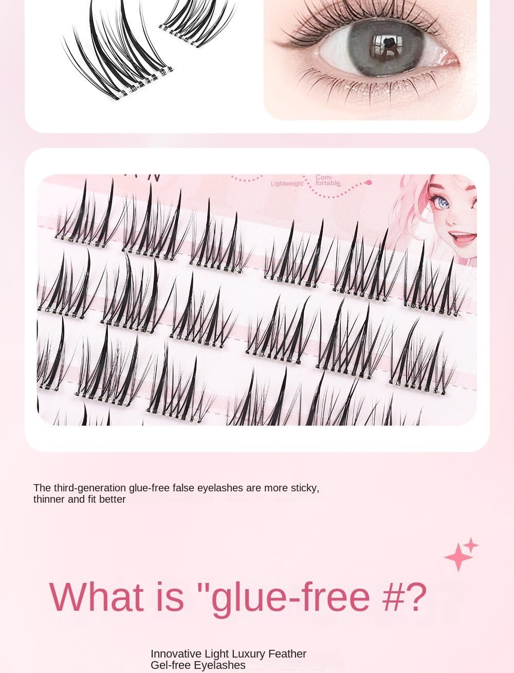 Reusable Glue Free False Eyelashes 5D Trilogy Sunflower Small Firefly Eyelashes Makeup DIY Adhesive Makeup Tools