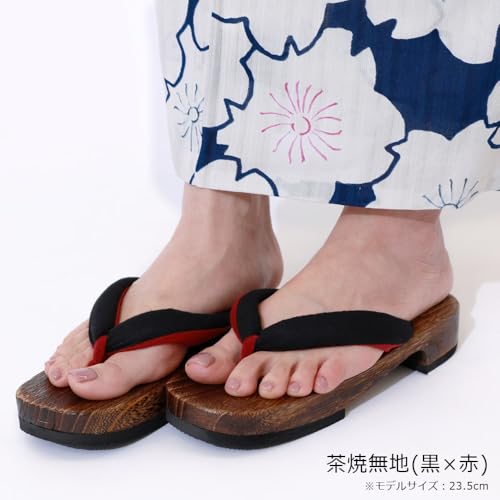 Kyoto Kimono Yuzen Geta Clogs, Women's, Yukata Accessories, Hemp Leaves, Solid Color, Dull Color
