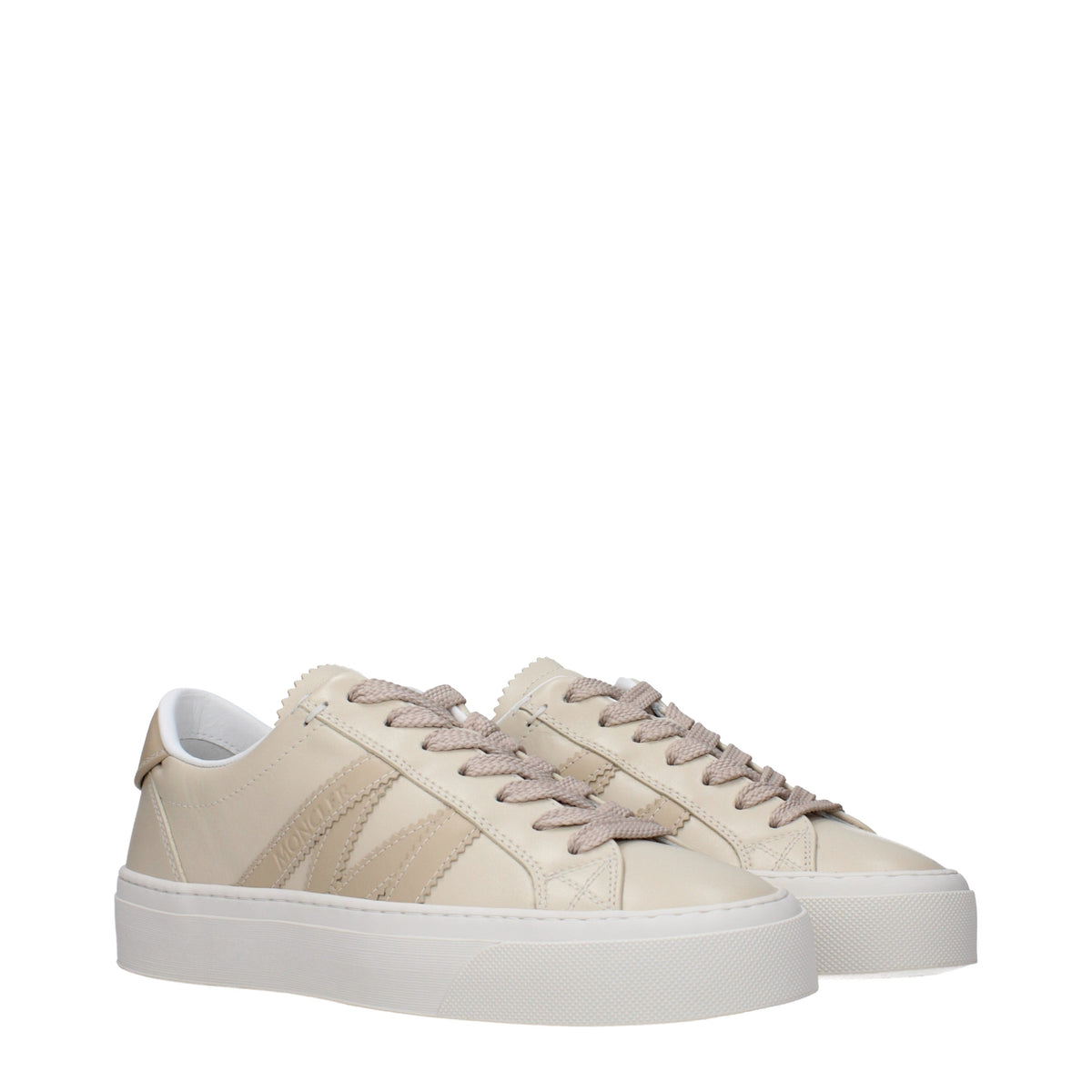 Moncler Moncler Sneakers Monaco2女性革ベージュ - Image 8
