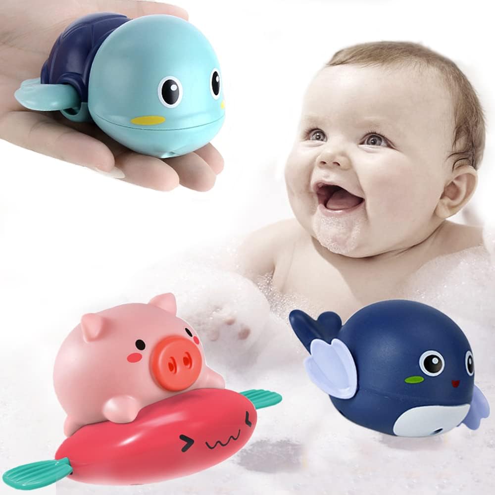 Bath Toys, Baby, Water Play Toys, Popular Ranking, Rainbow Shower, Pig, Turtle, Dolphin, Birthday Present, Baby Shower Gift, 3-Piece Set, Random Colors