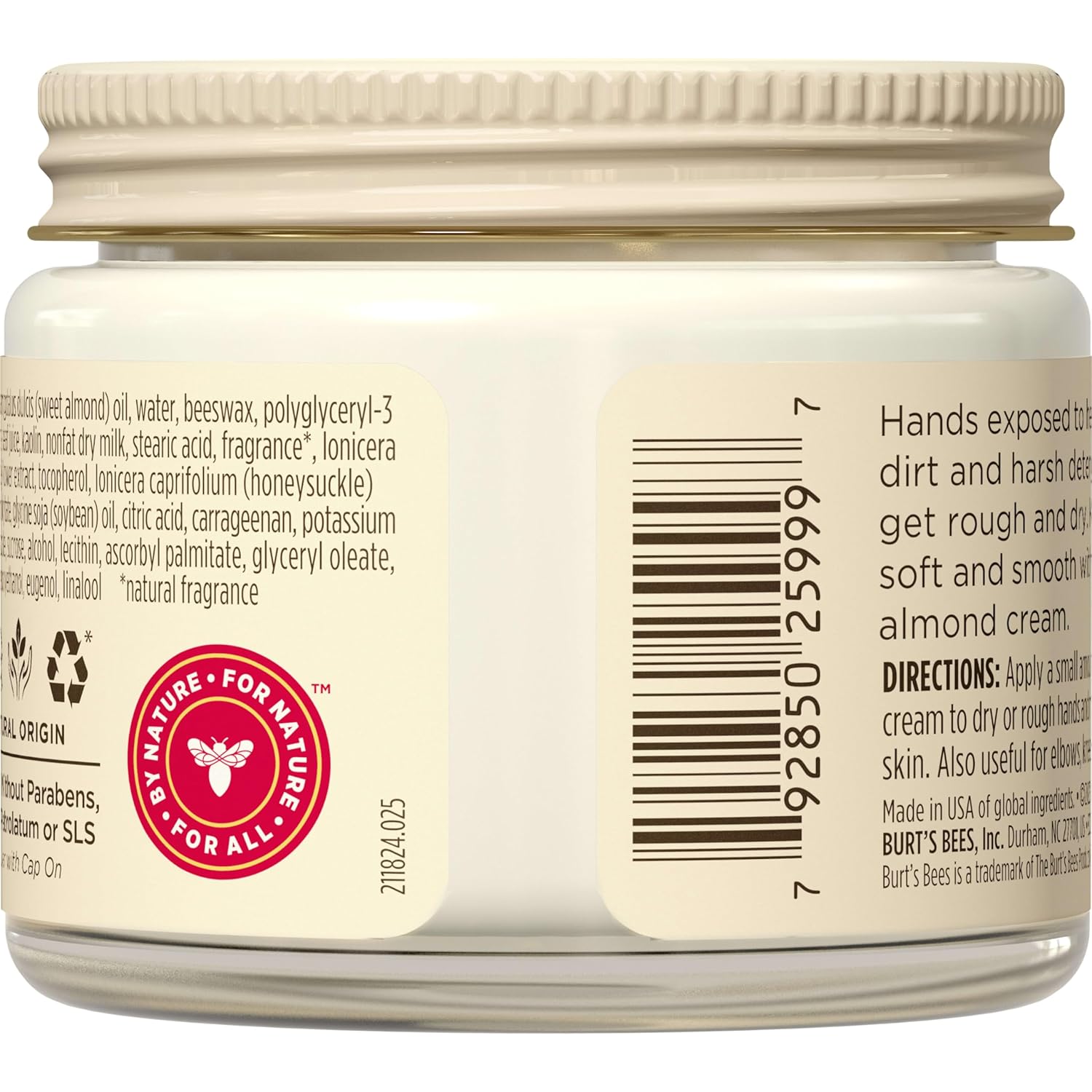 Burt's Bees Crema de manos de almendras y leche, 2 onzas