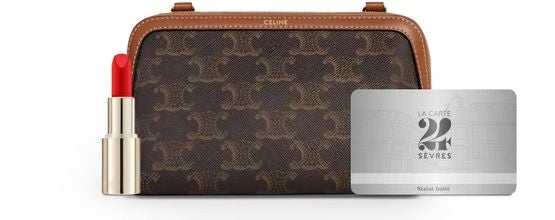CELINE Clutch with chain in Triomphe canvas and lambskin - Image 8
